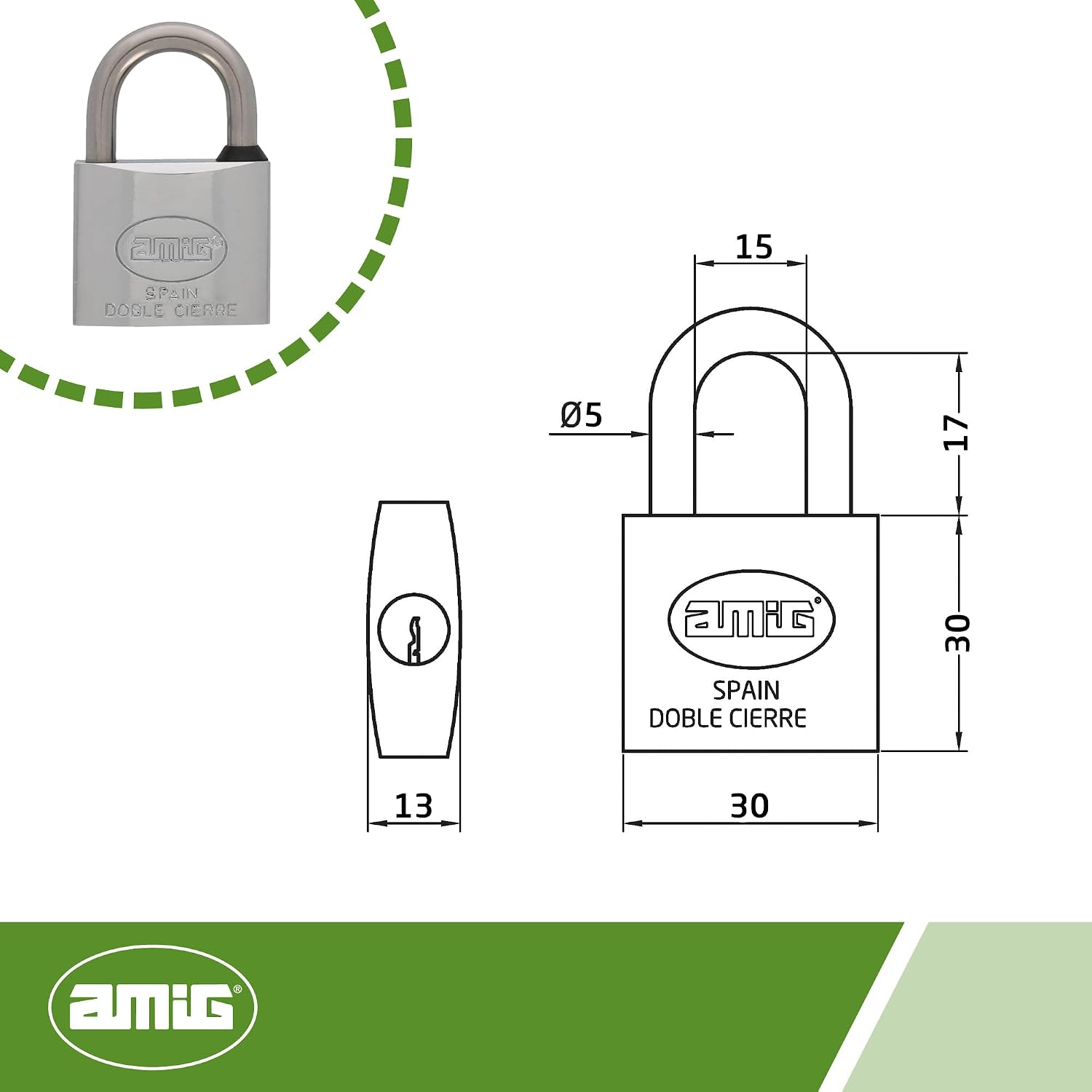 Detalle de Amig Lucchetto Marina 30 mm: robusto, inox e pensato per ambienti marini