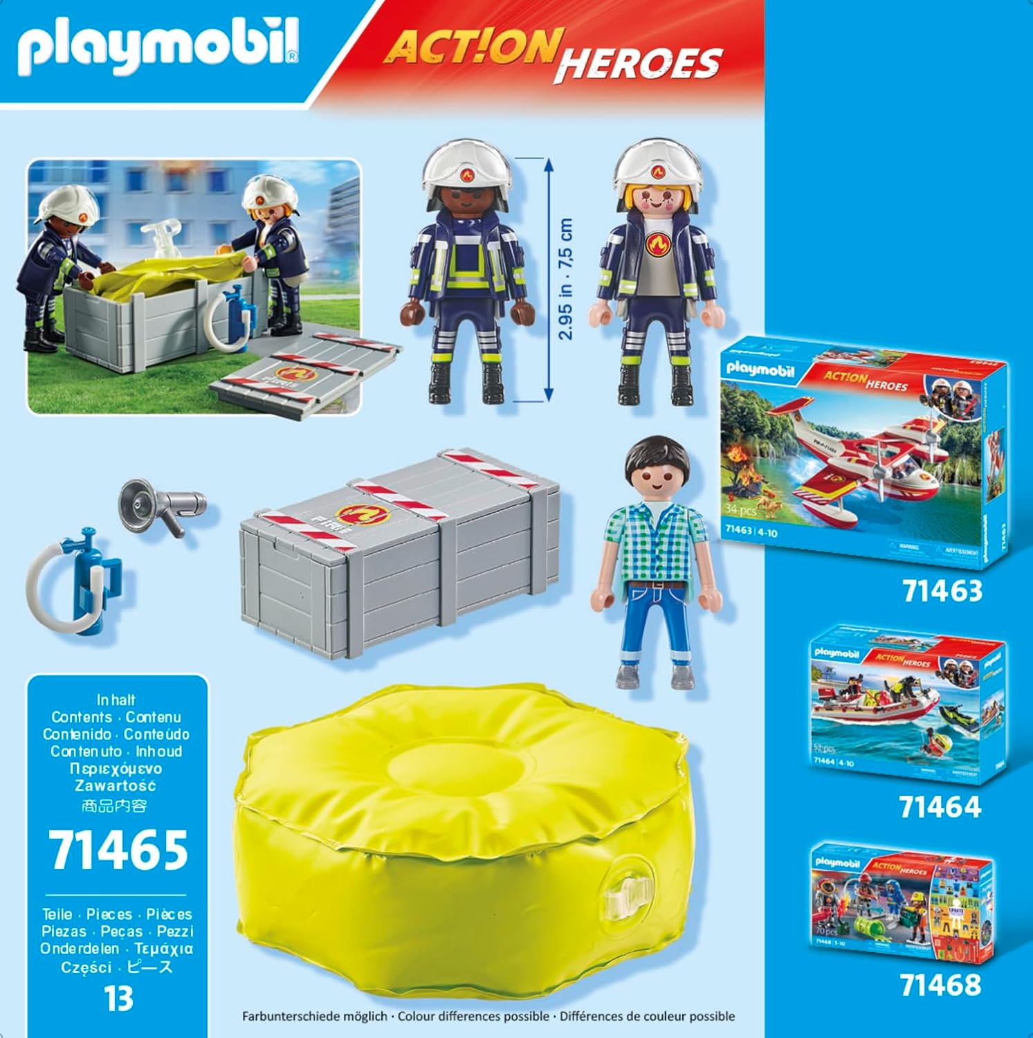 Detalle de PLAYMOBIL Action Heroes 71465 Materasso di Salvataggio dei Pompieri