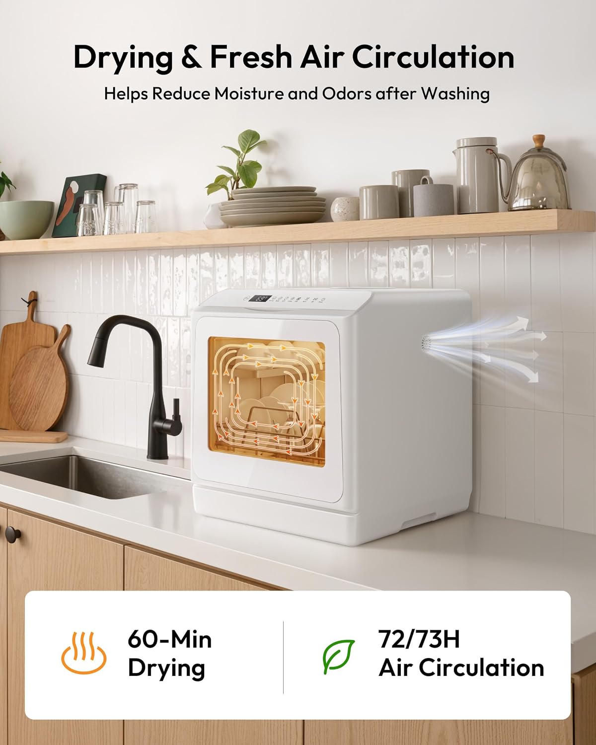 Thumbnail 5 de EUHOMY Countertop Dishwasher, 6 Programs, Dual Spray Arms, 5L Tank