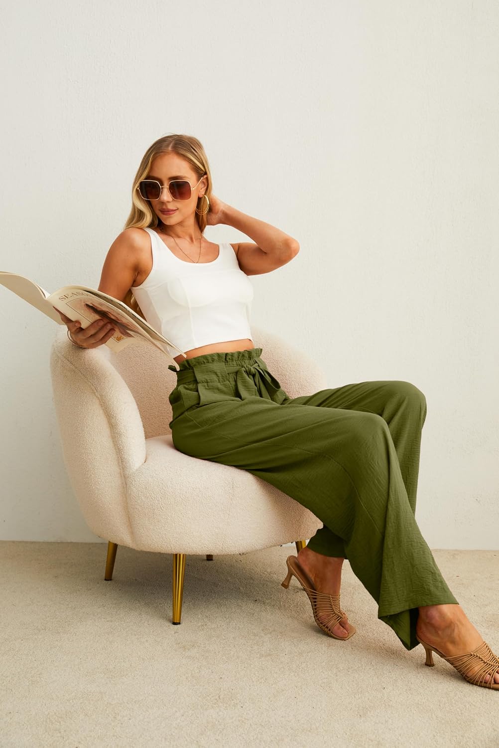 Detalle 2 de IWOLLENCE Wide Leg Pants High Waist