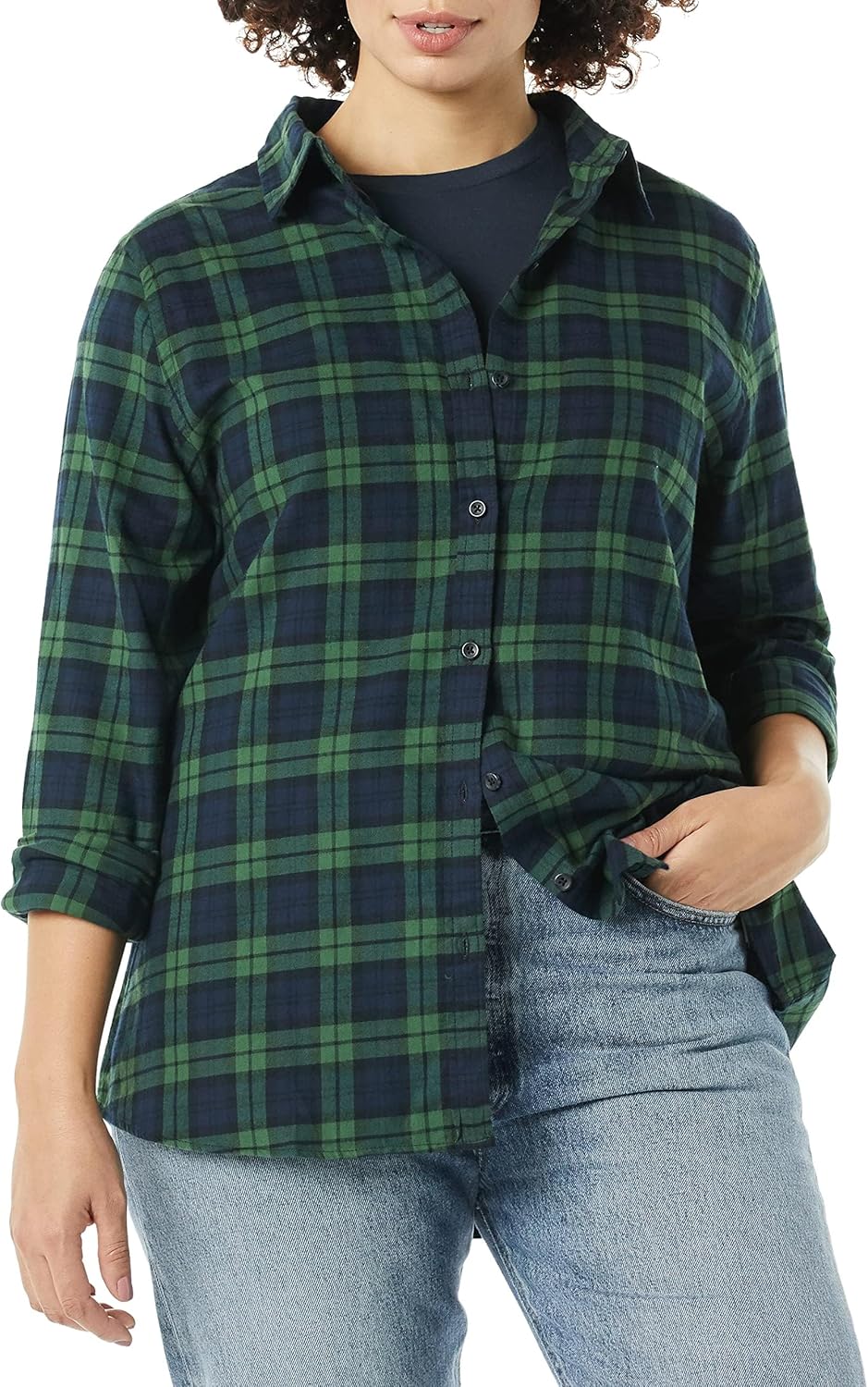 Thumbnail 2 de Amazon Essentials Women’s Regular-Fit Lightweight Plaid Flannel Shirt (Long Sleeve)