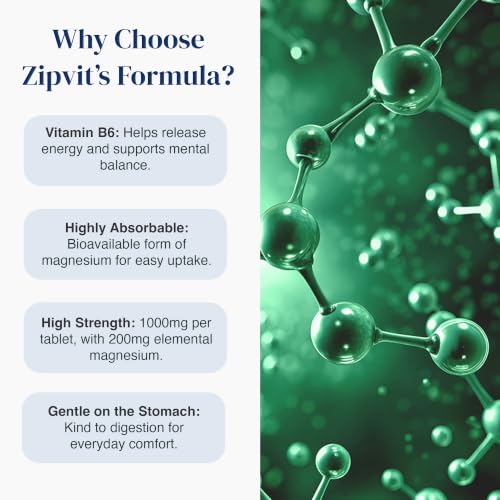 Detalle 2 de Zipvit Magnesium Glycinate 2000mg with Vitamin B6 – 120 Vegan Tablets