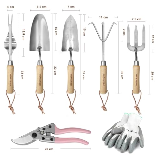 Detalle de WORKPRO Ensemble de jardinage rose 8 pièces ⚙