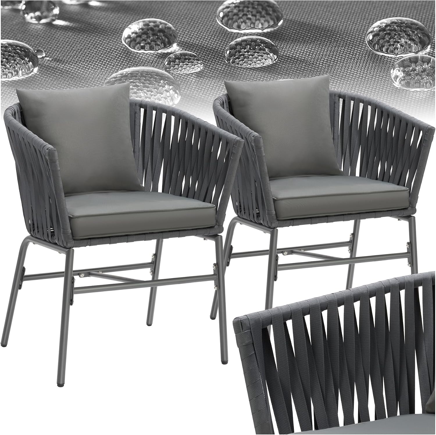 Detalle de tectake® Sillas Jardin Exterior con Cojines 7 cm
