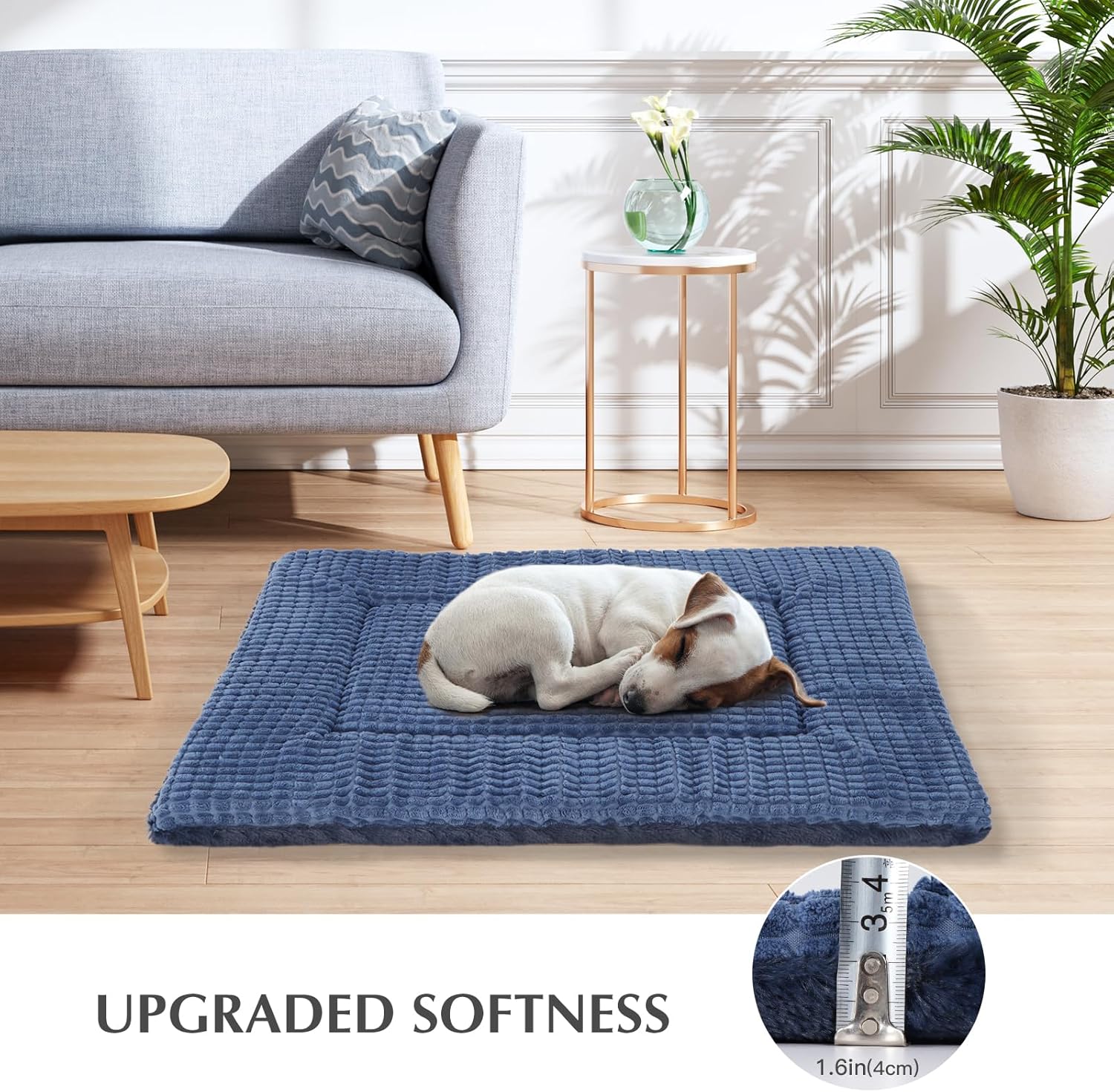 Thumbnail 6 de BVAGSS Orthopädisches Hundebett 76x50x4 cm Navy – Waschbar, eierförmiger Schaum, weicher Plüsch