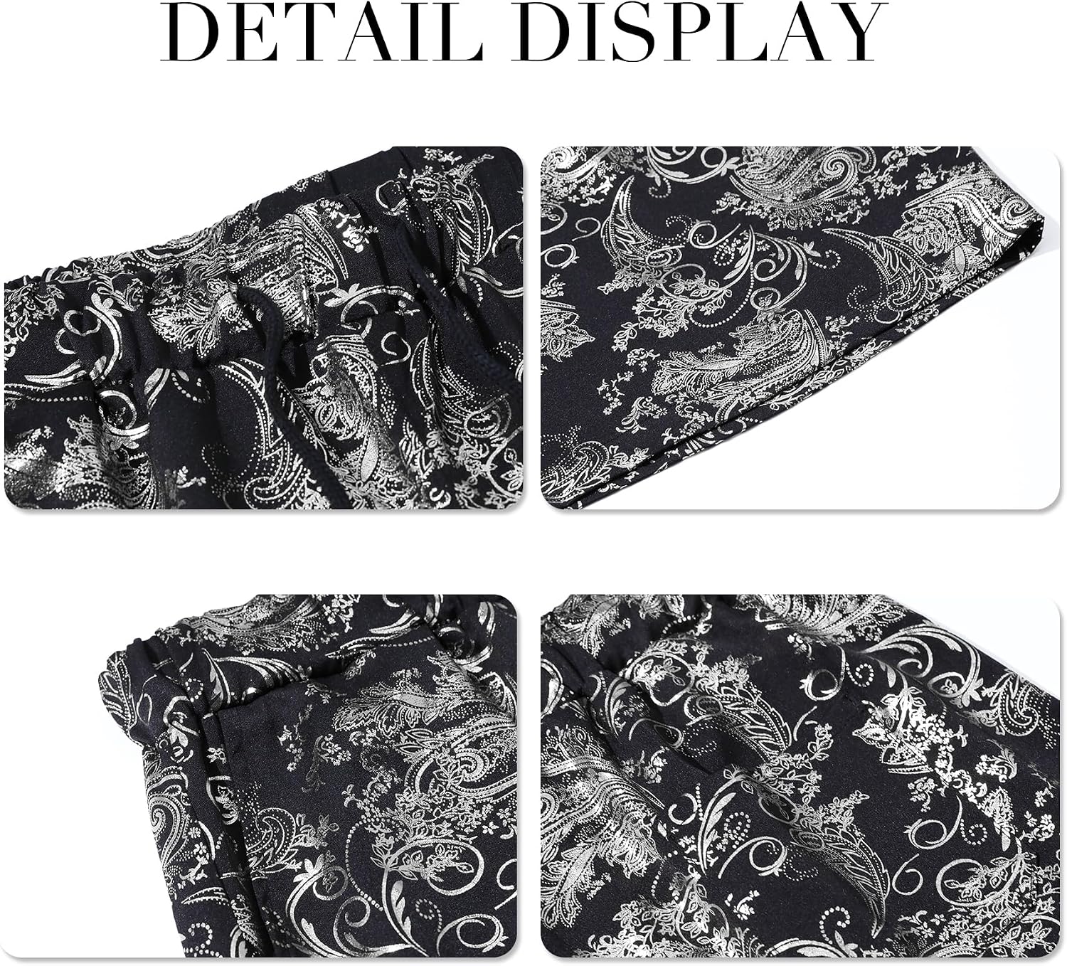 Detalle de Allthemen Men’s Jacquard Shirt and Short Set – 2 Piece Short Sleeve Paisley