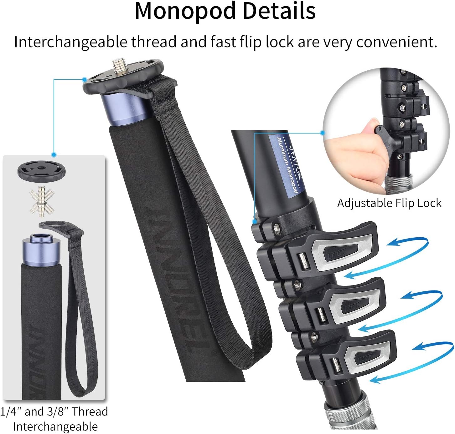 Thumbnail 3 de INNOREL VM70K Professional Video Monopod & F60 Fluid Head Kit (with bag)