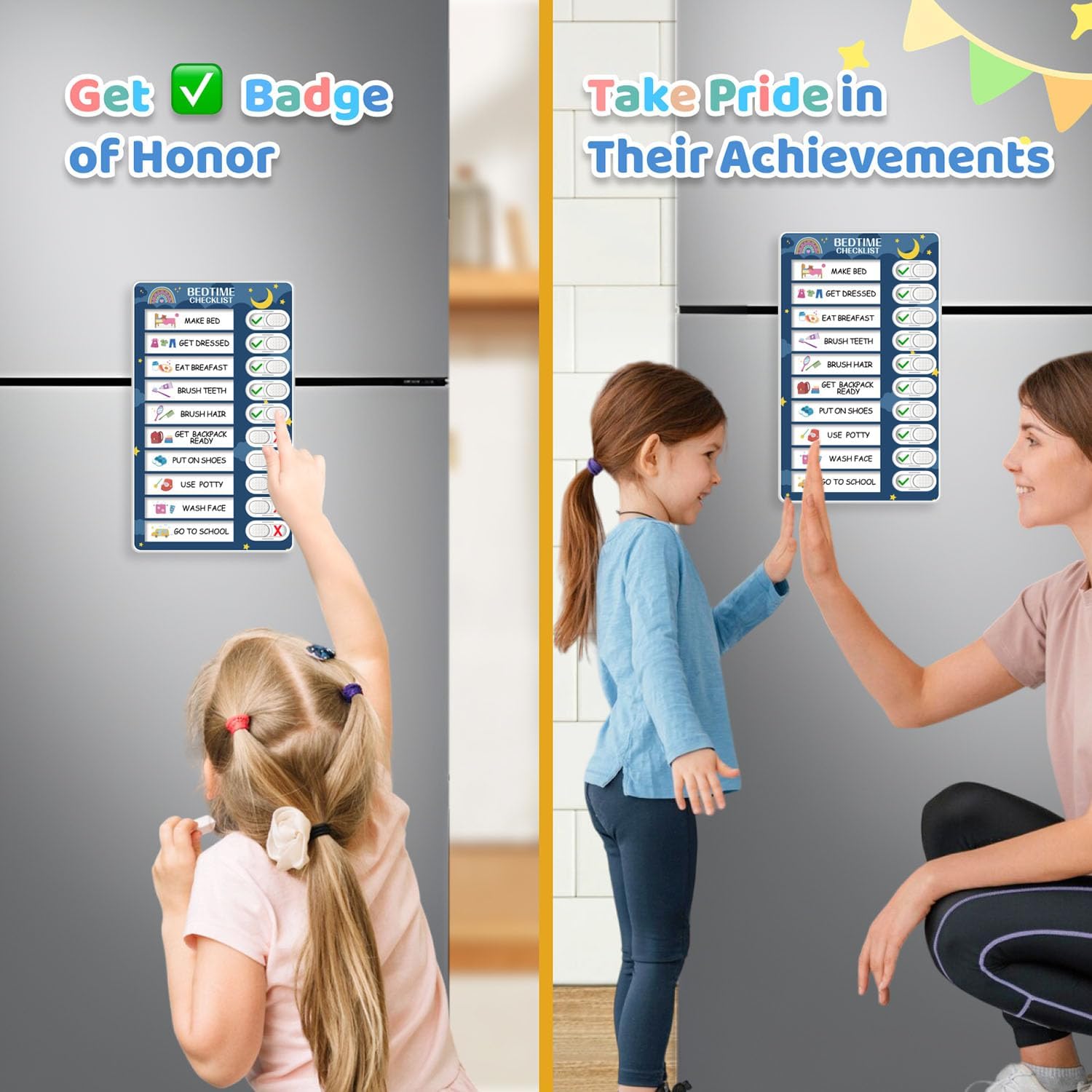 Detalle de CustomMaster BMR01 2-in-1 Magnetic Kids’ Routine Chart with Task Sliders