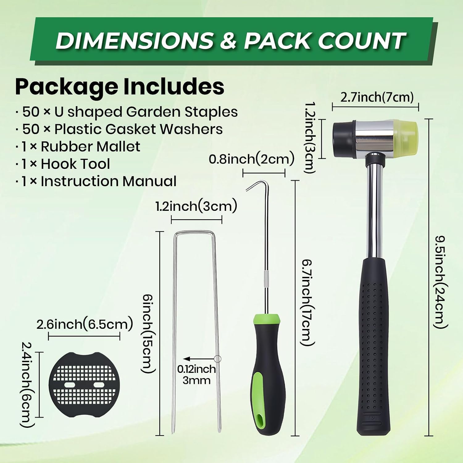 Detalle 2 de DUUKFE LB-G-50 Landscape Staples Kit, 6-Inch Galvanized Steel Pins