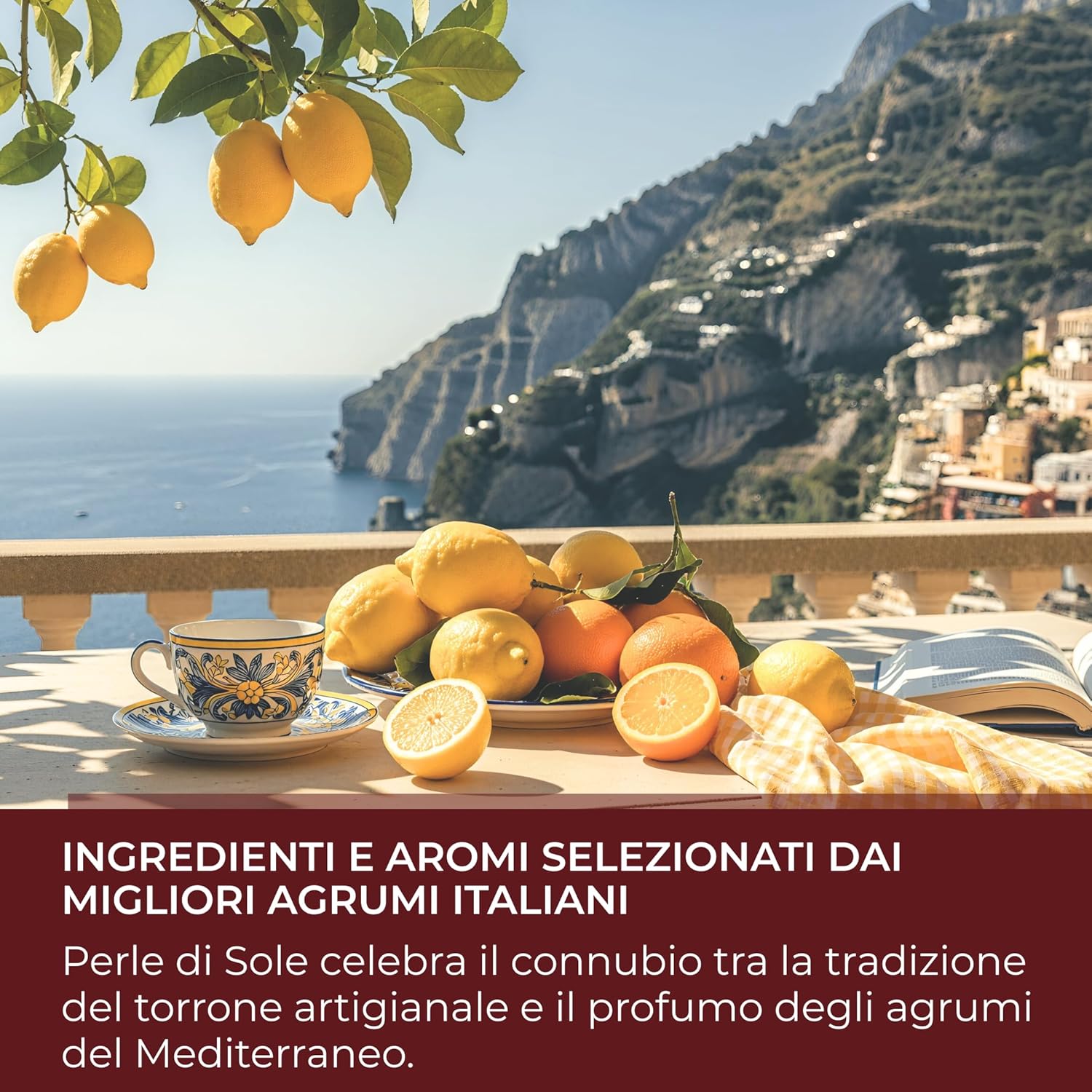 Detalle 2 de Perle di Sole – Torrone Morbido Fondente al Limoncello, 150 g: artigianale italiano con mandorle e rivestimento di cioccolato fondente