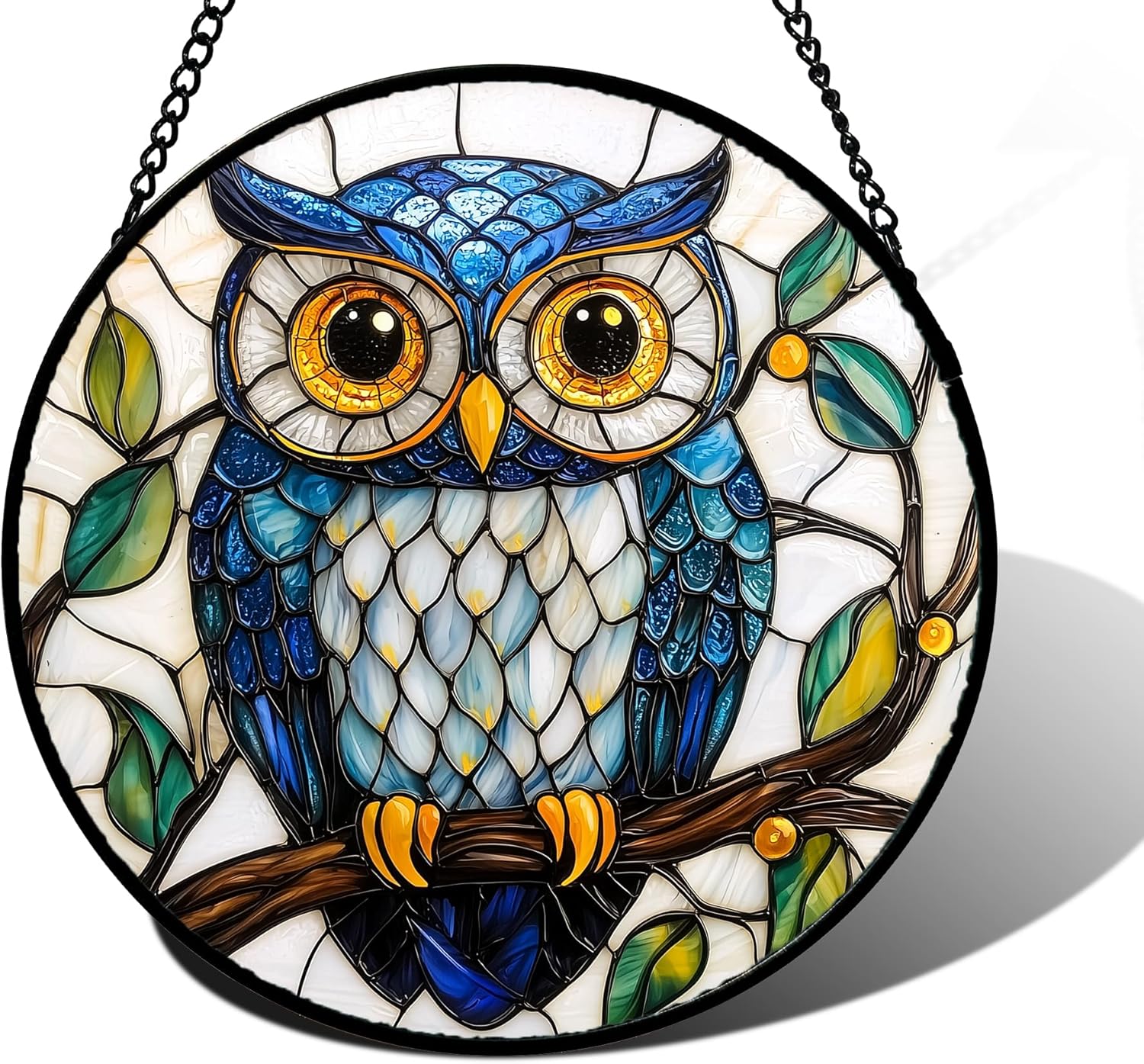 Detalle de Stained Glass Owl Suncatcher 7.8-Inch