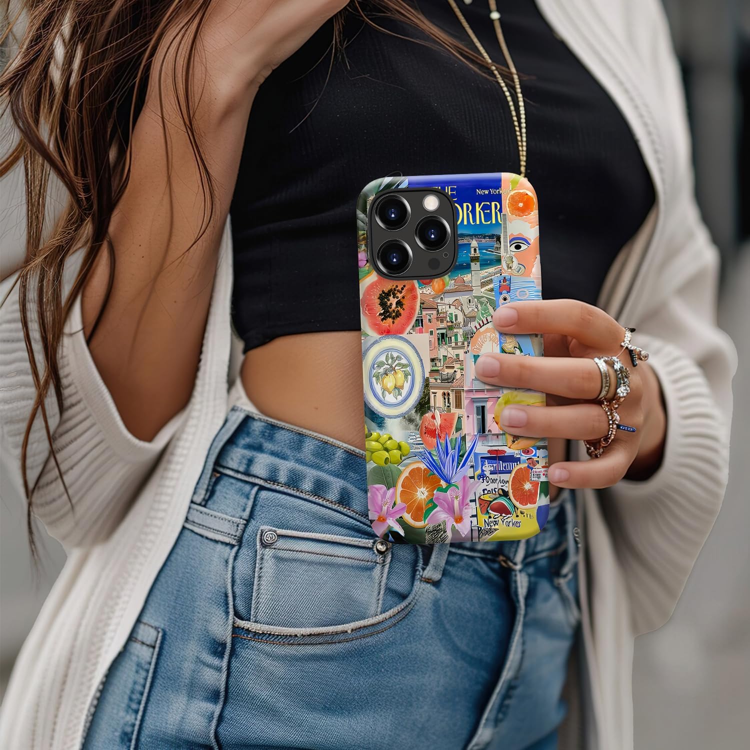 Detalle 2 de DorisMax iPhone 14 Pro Max Case with Wildflower Print and Dual-Layer Design