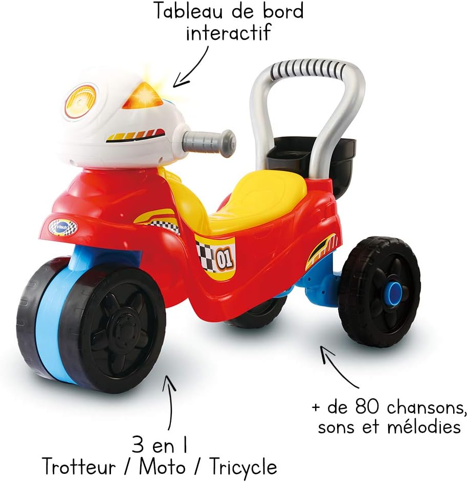 Thumbnail 1 de VTech Trotti Moto 3 en 1 : trotteur pousseur et moto porteuse avec piano interactif (dès 1 an)