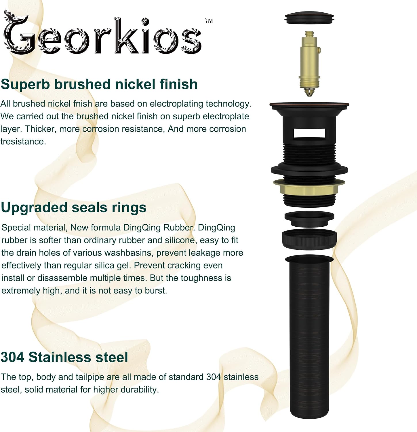 Detalle 2 de Georkios Bathroom Sink Drain, Brass