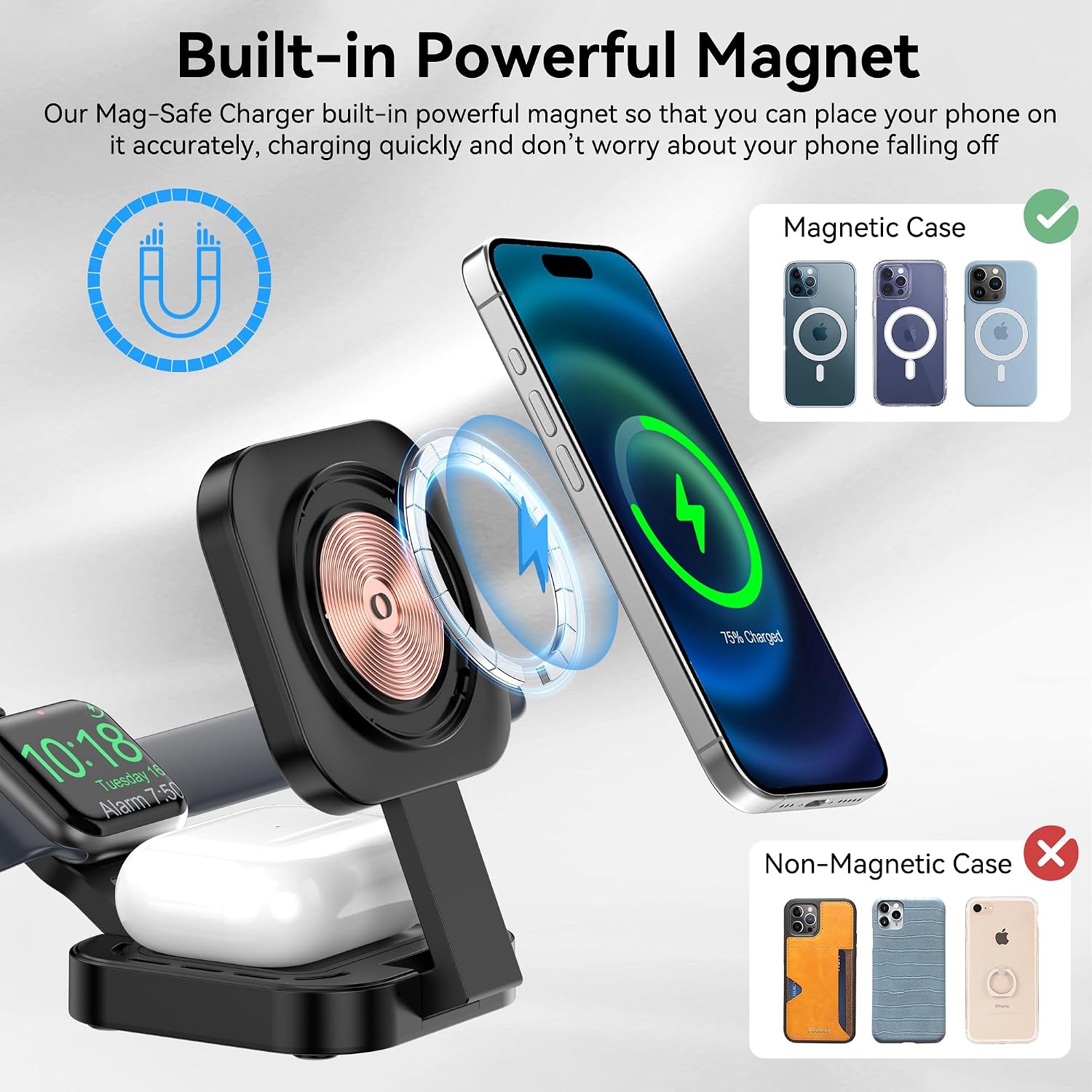 Thumbnail 3 de 3 in 1 MagSafe Wireless Charger for Apple Devices