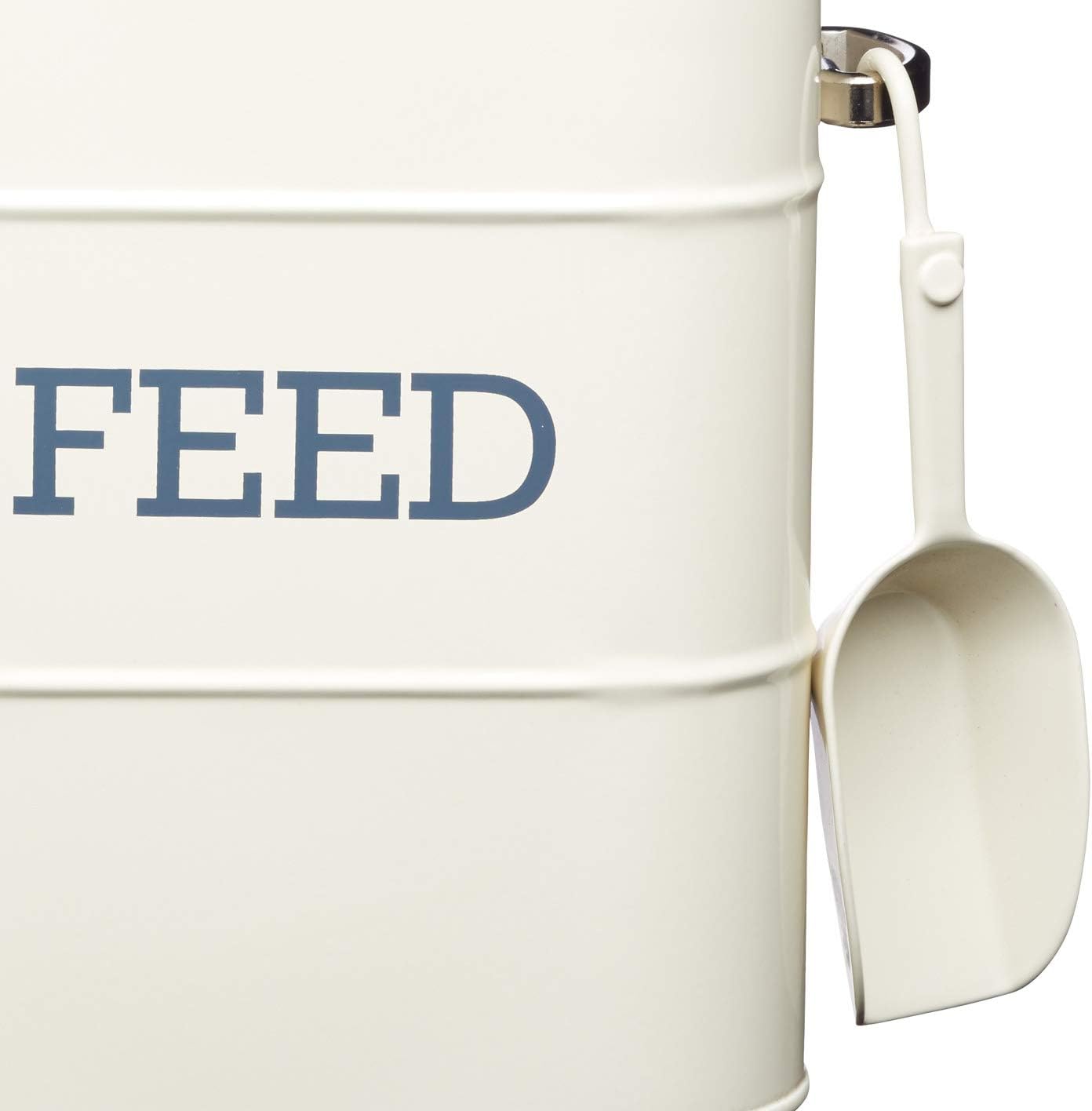 Detalle de KitchenCraft Living Nostalgia Feed Tin with Metal Scoop – Cream