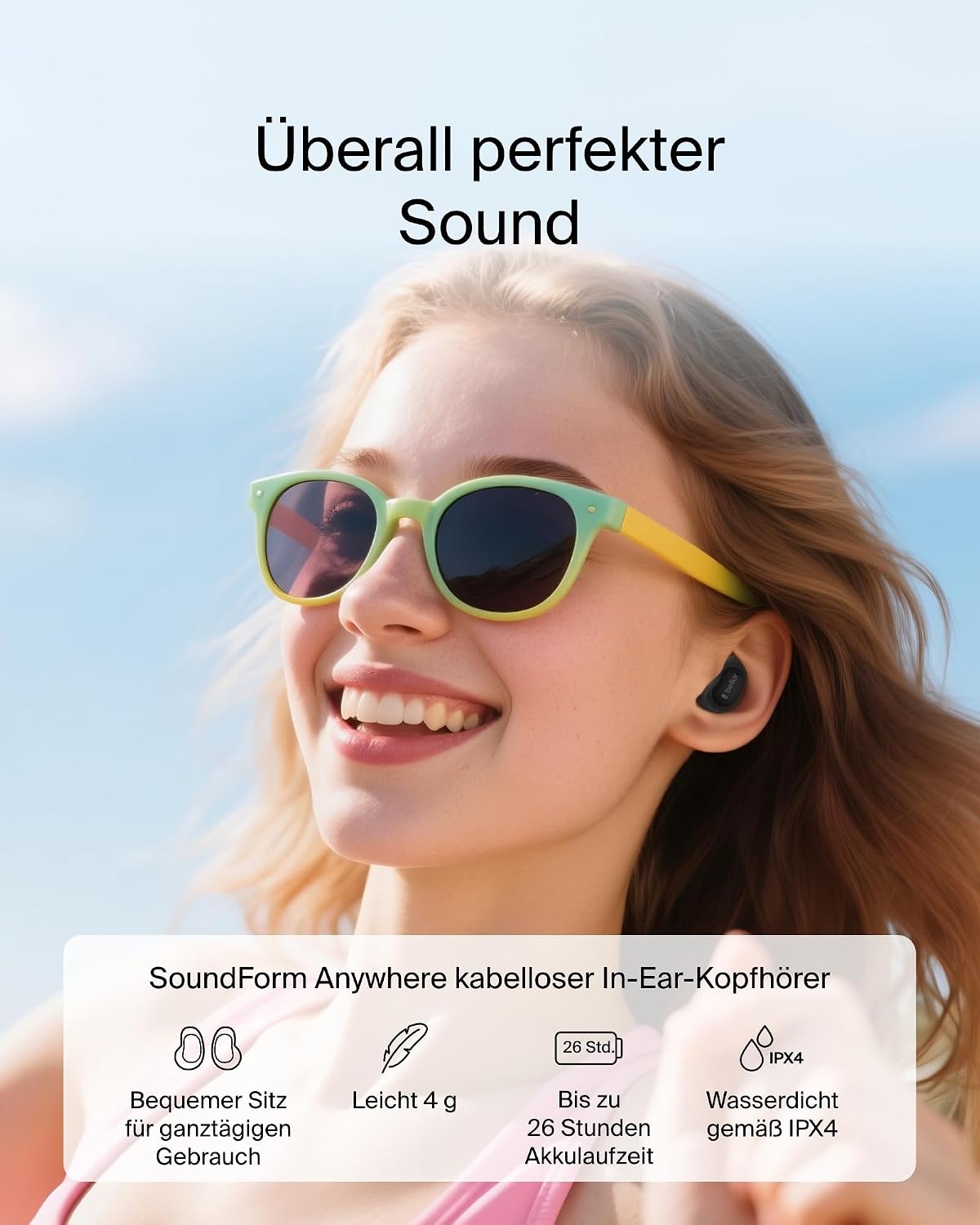 Detalle 2 de Belkin SoundForm Anywhere Bluetooth Kopfhörer Schwarz