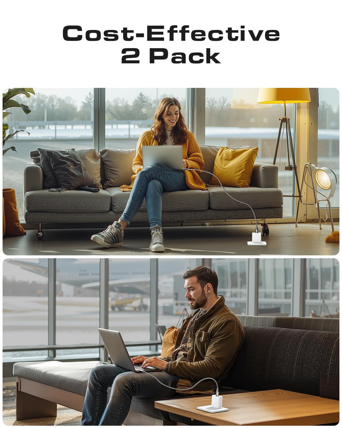 Thumbnail 6 de CLEEFUN Long USB-C to USB-C Cable (3m, 2-Pack) with PD 60W Fast Charging