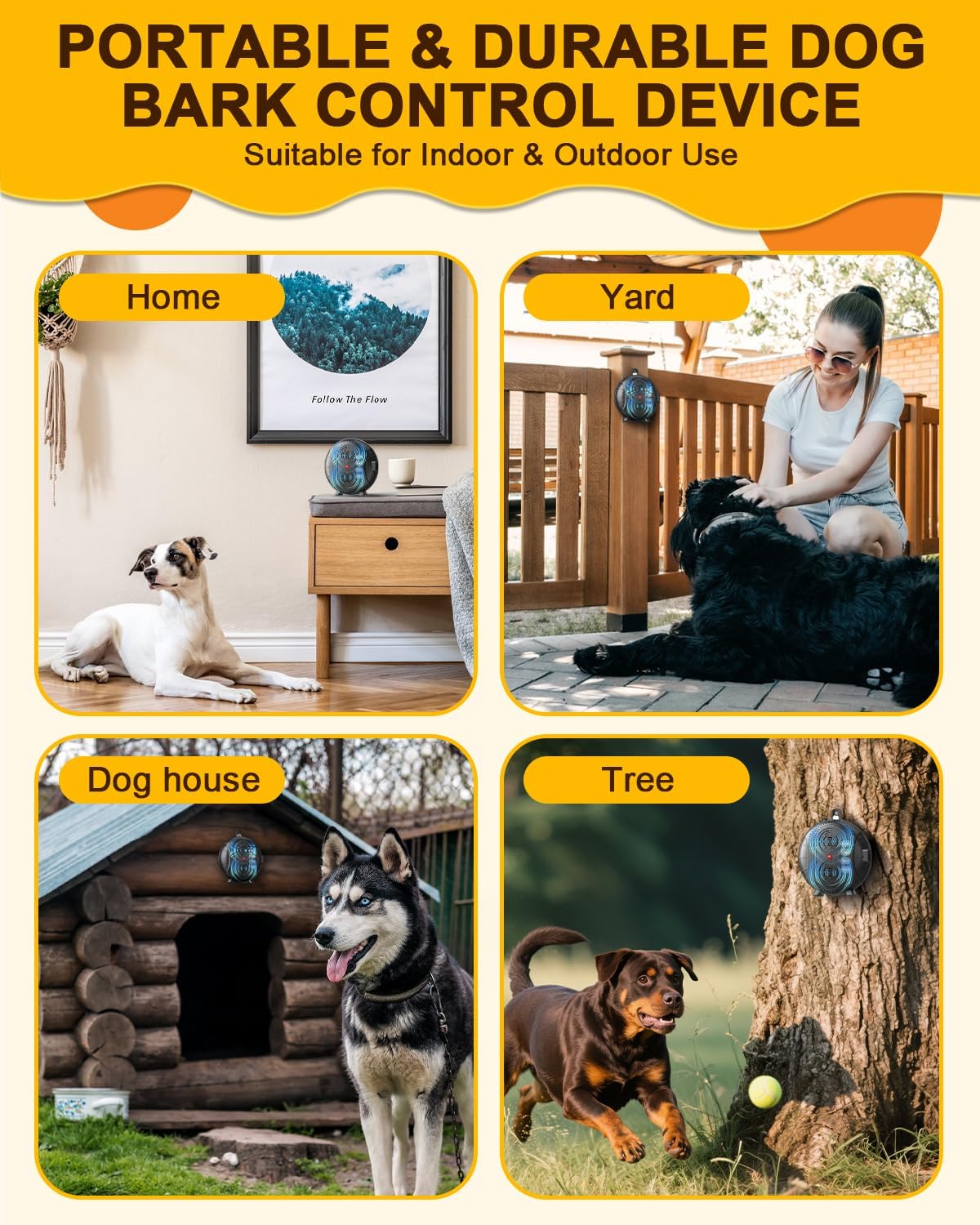Thumbnail 3 de Anti Barking Device for Dogs with 3 Modes – Rechargeable Ultrasonic Bark Stopper, 33ft Range
