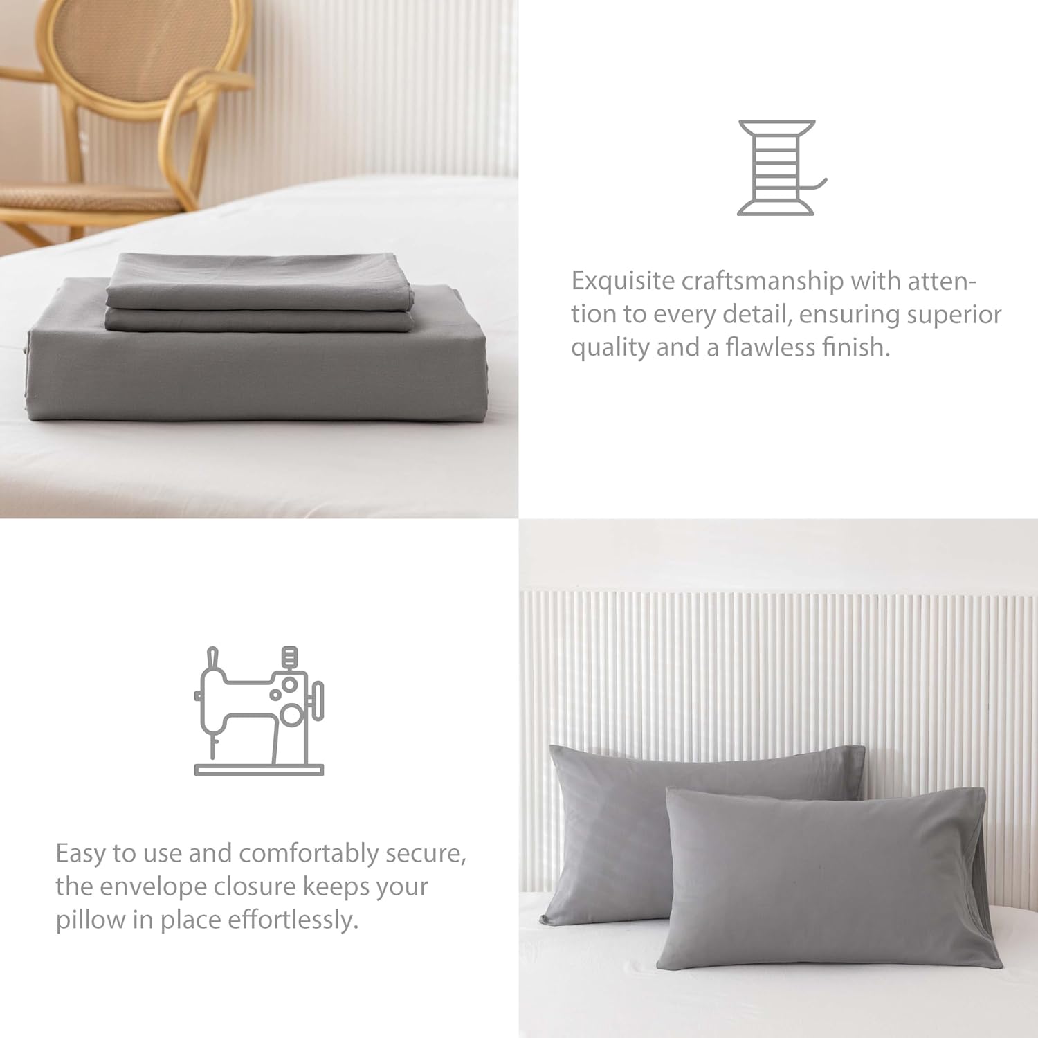 Thumbnail 5 de HeimenAogo Egyptian Cotton Duvet Cover Set King – 3pc, 600TC, Zipper Closure, All-Season Comfort