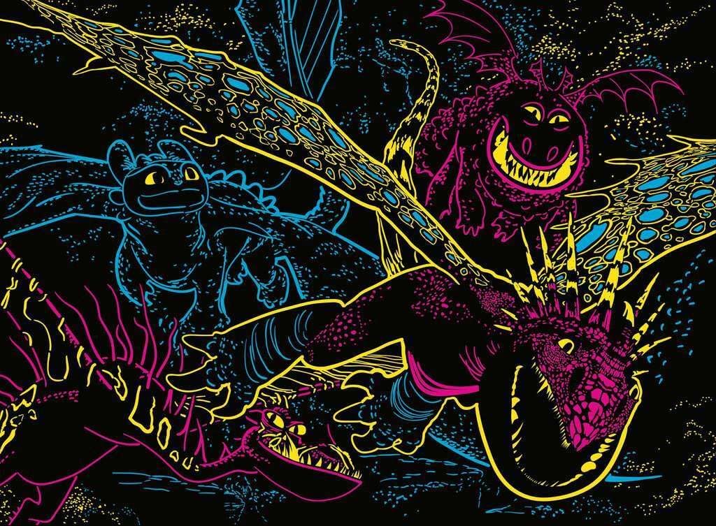 Thumbnail 3 de Ravensburger Puzzle pour Enfants 13710 Dragons Lumineux – 100 pièces XXL, brille dans le noir