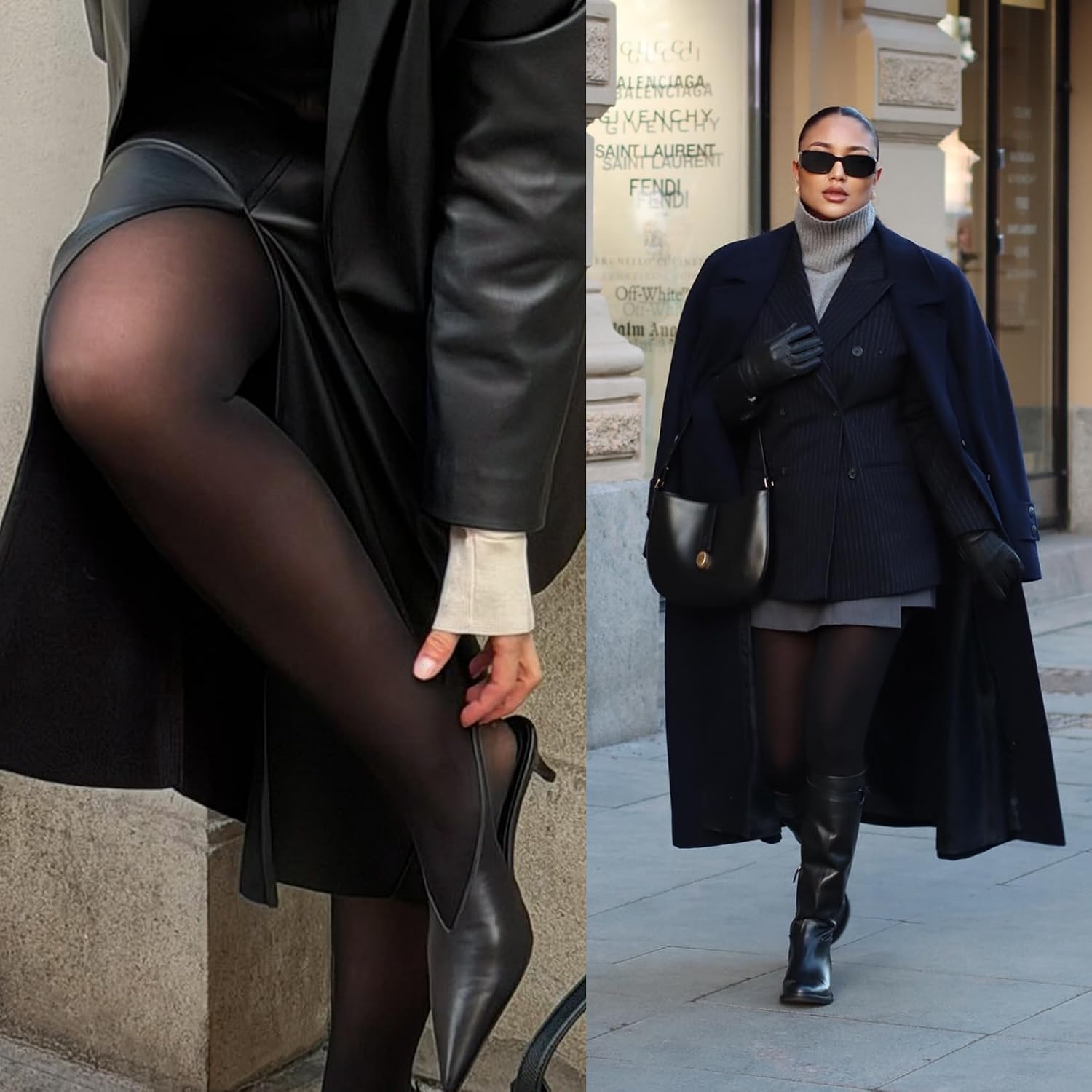 Detalle de Calzitaly Pack 2 Paires Collants Opaque 40 Den – tailles S à XL, Noir et Marron