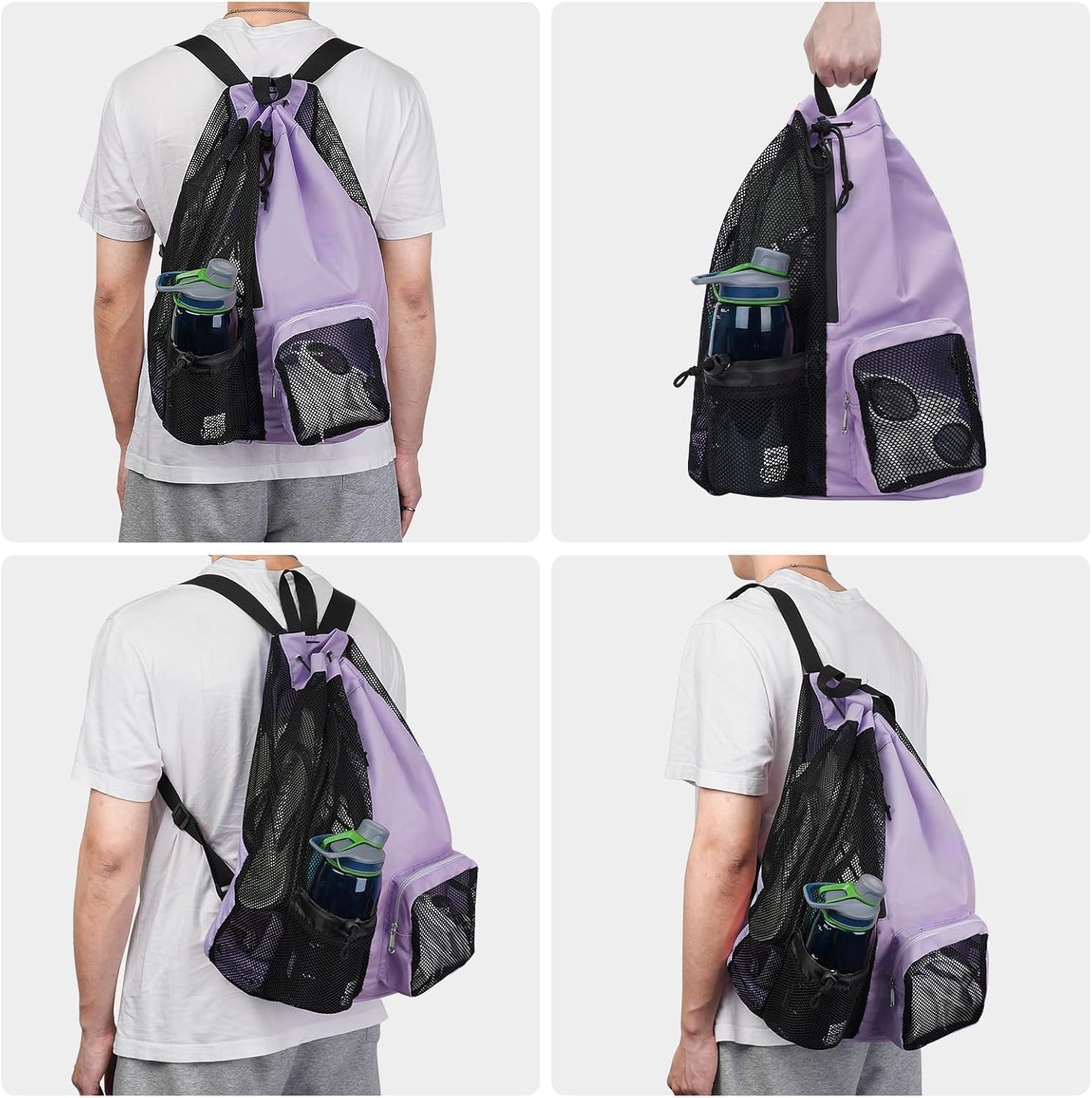 Detalle de ROSSRORE Girls Swimming Bag: Waterproof PE Drawstring with Wet & Shoe Pocket (Large Oxford PE, 32×48 cm)