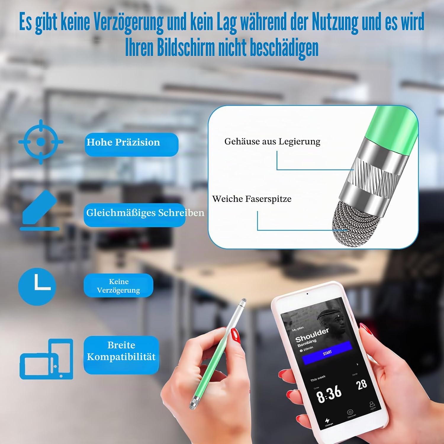 Thumbnail 2 de Bopomofo Tablet Stift Set (5 Stück) Touchscreen Stylus mit Faserkspitze – universell für iPhone, iPad, Android & Tablets