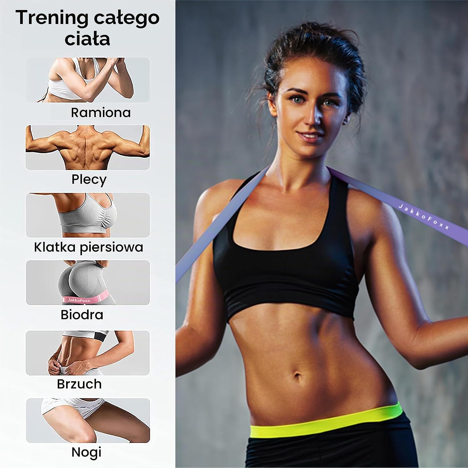 Detalle de JAKKOFOXX Resistance Bands – taśmy oporowe w pętli, 5 poziomów oporu