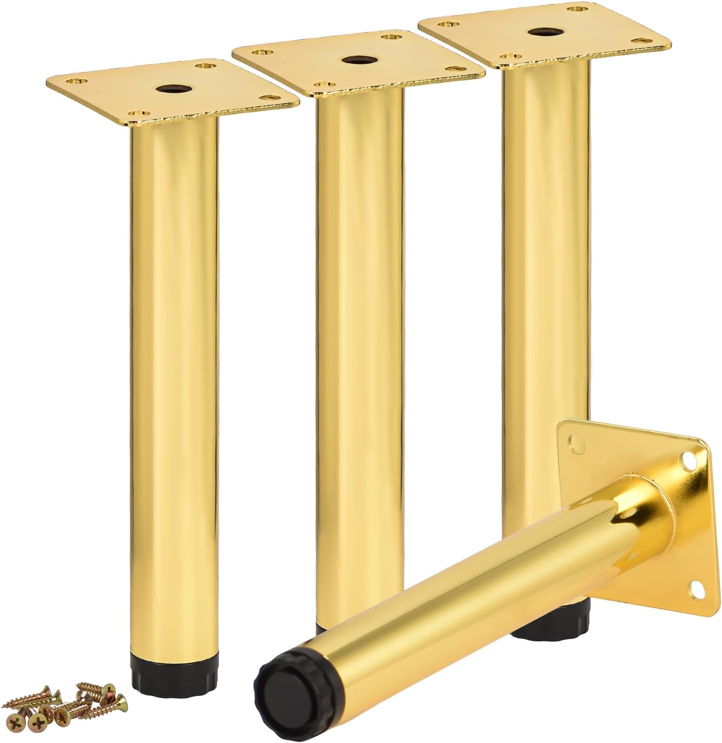 Thumbnail 6 de TCHOSUZ 4 inch Adjustable Metal Furniture Legs (Pack of 8) – Round Gold Iron, Heavy Duty DIY Replacement Feet