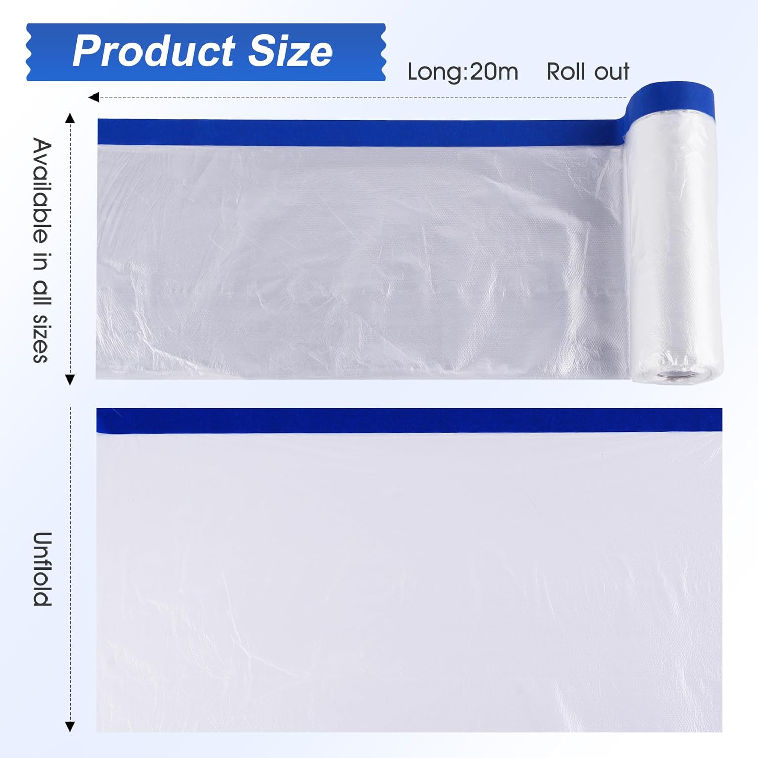 Thumbnail 1 de LLPT Tape and Drape Pre-Taped Masking Film | 2 Pack, 200cm x 20m – Versatile Painter's Plastic Dust Sheets