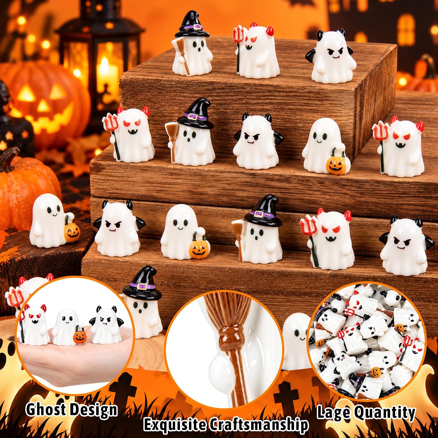 Detalle 2 de Mini Ghost Figurine Set, 80 Pieces