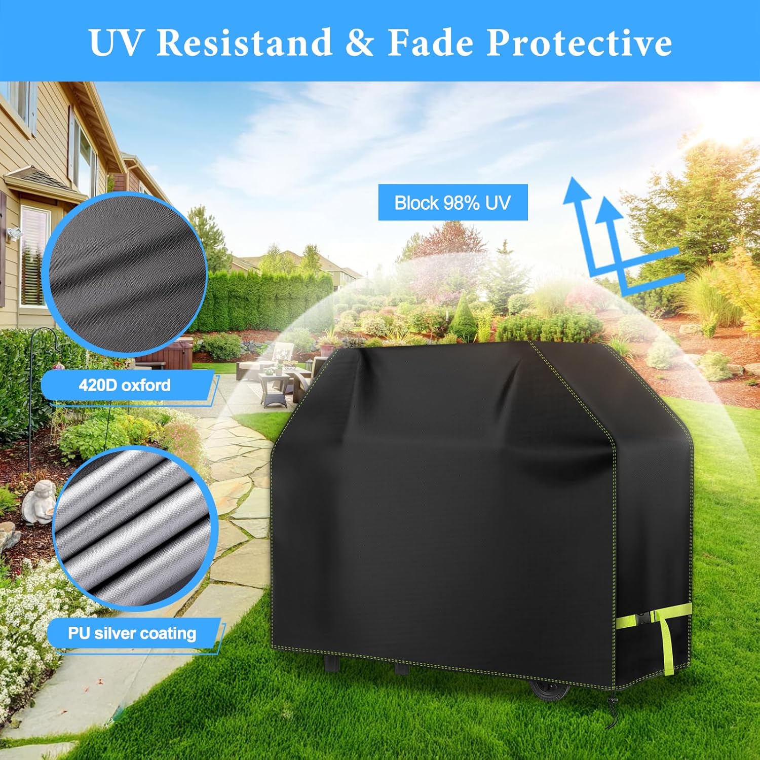 Thumbnail 5 de VDISRR Grillabdeckung Wetterfest 127x61x117 cm – 420D Oxford Abdeckung für 2‑Brenner Gasgrill