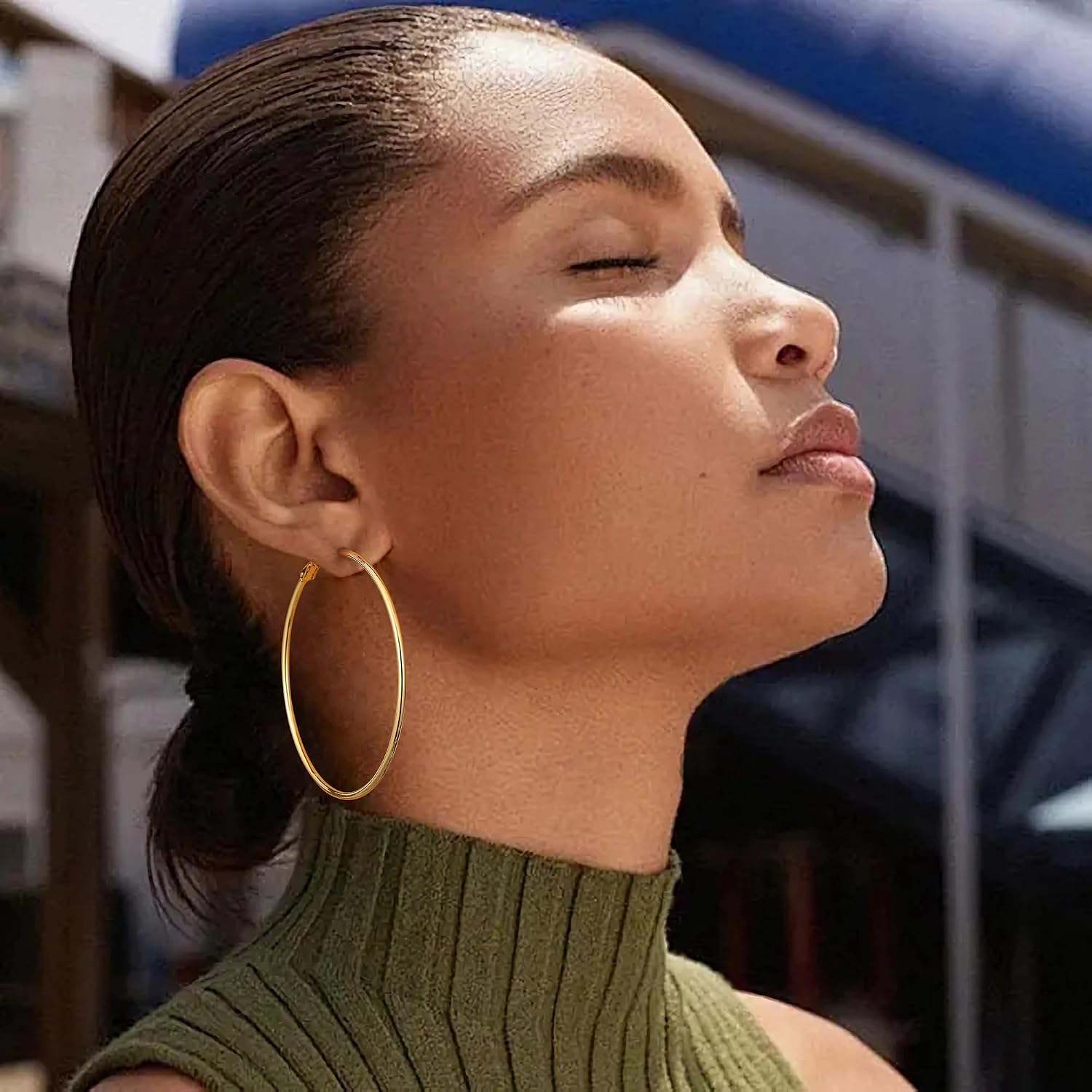 Thumbnail 5 de Gacimy Gold Hoop Earrings 2.4 in