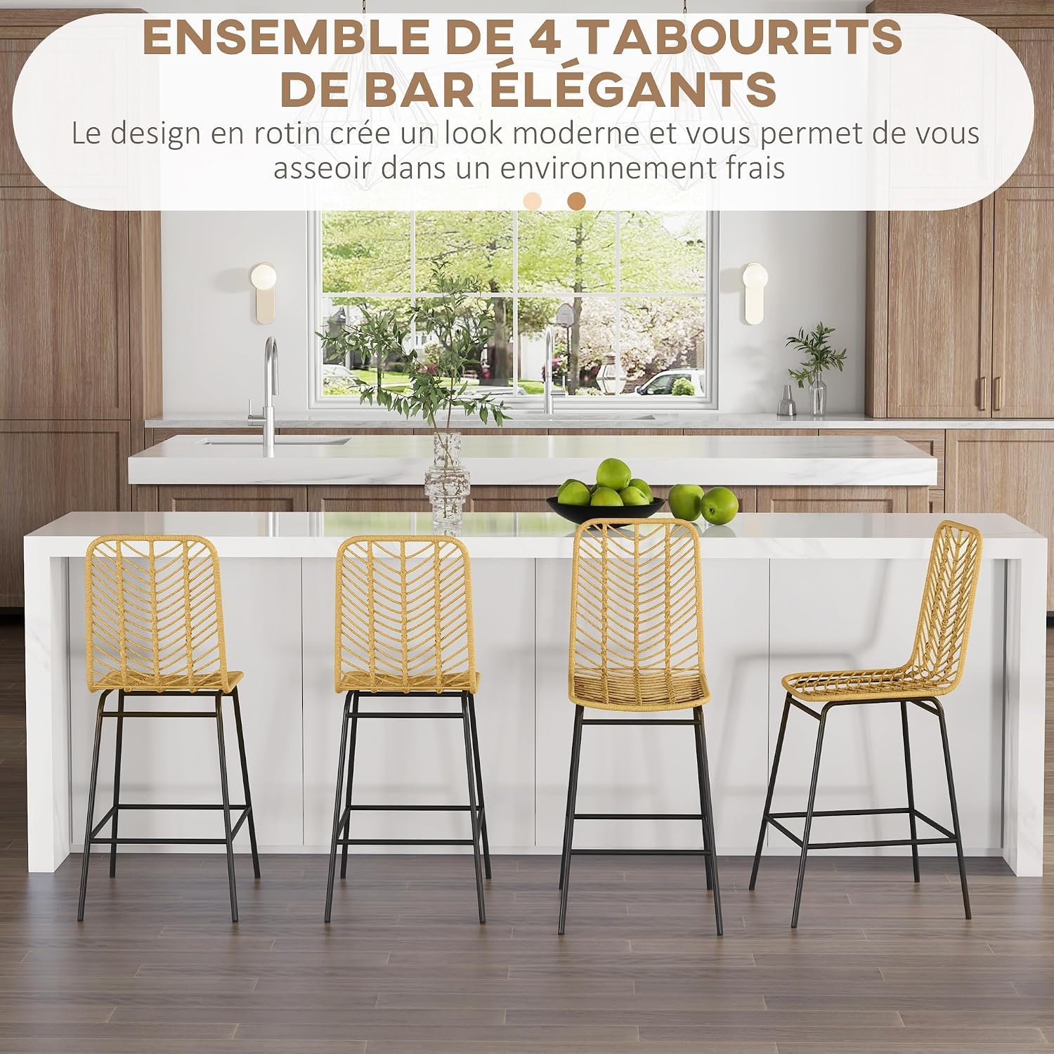 Thumbnail 3 de HOMCOM Tabourets Bar 66 cm Lot 4