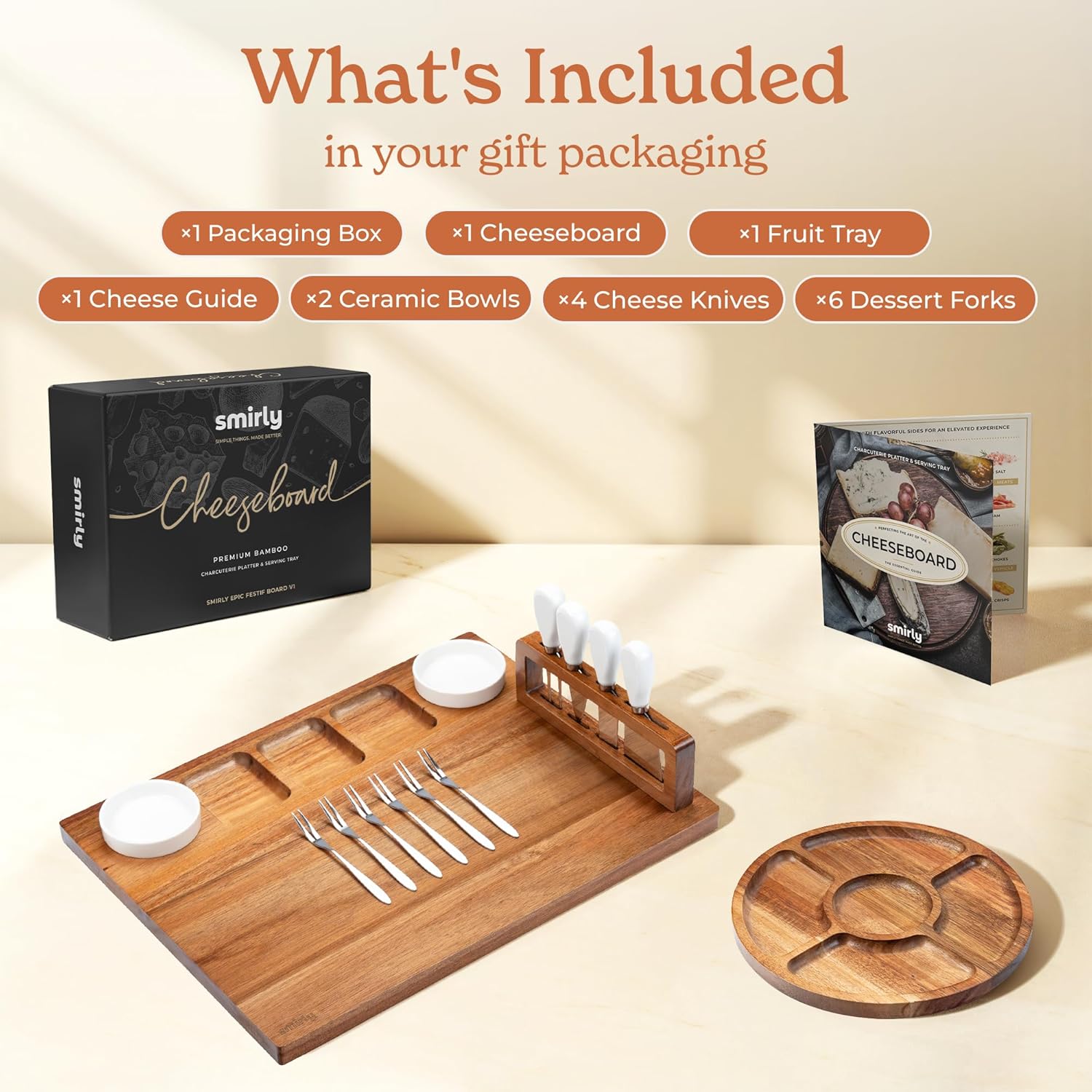 Thumbnail 1 de SMIRLY Charcuterie Boards Set - Large Acacia Cheese Board Set