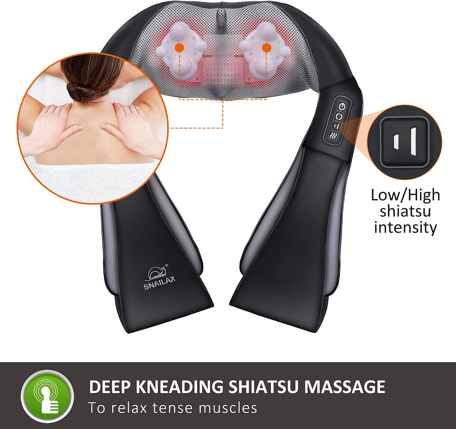 Detalle 2 de SNAILAX Shiatsu Masseur de Cou 8 nœuds