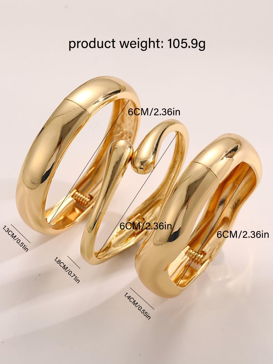 Detalle de Gold-Plated Bangle Bracelet Set, 3-Piece
