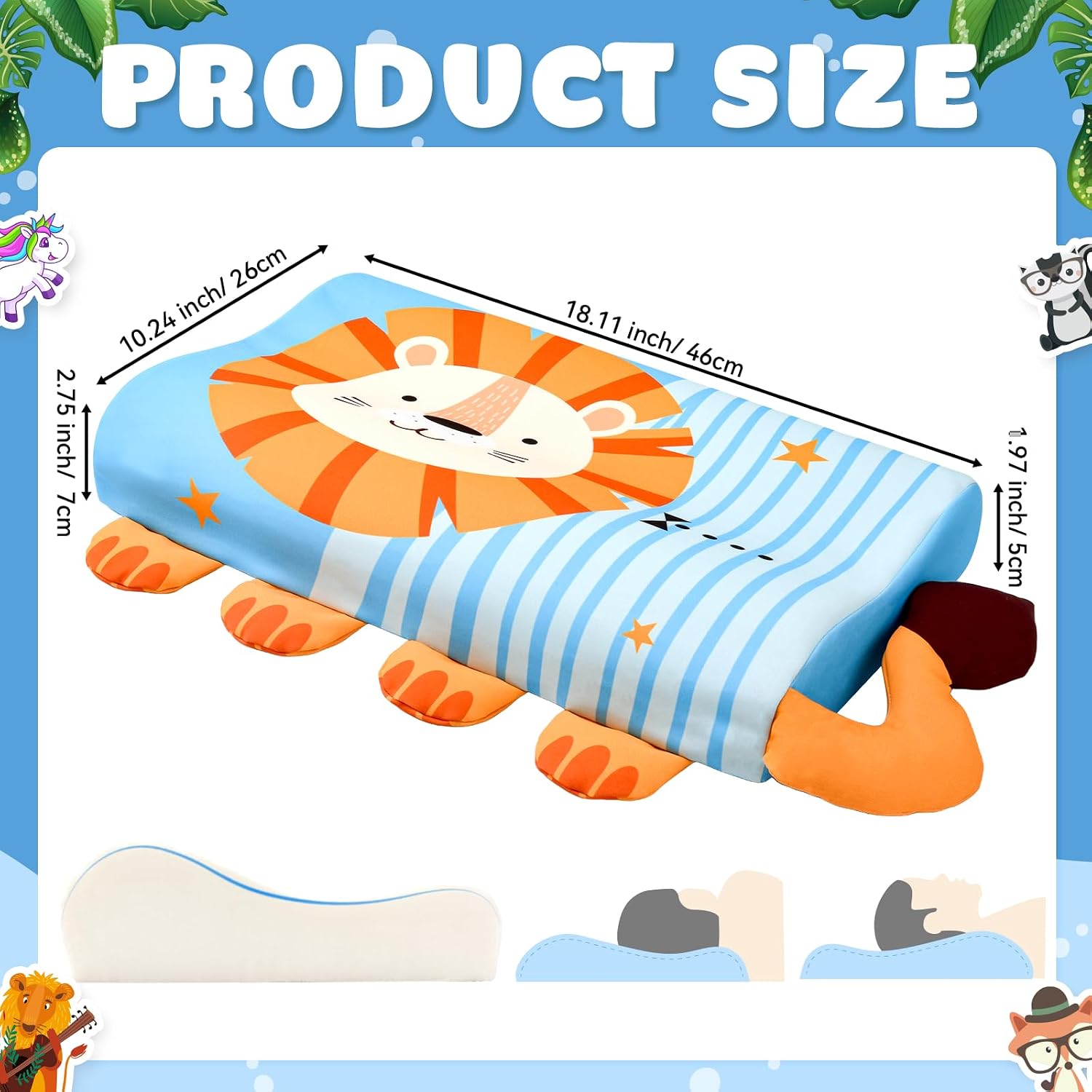 Thumbnail 1 de YAOZUP Schlummerkids Calmly Kinderkopfkissen (Löwe) 46x26 cm – ergonomisches Komfortkissen für Kinder
