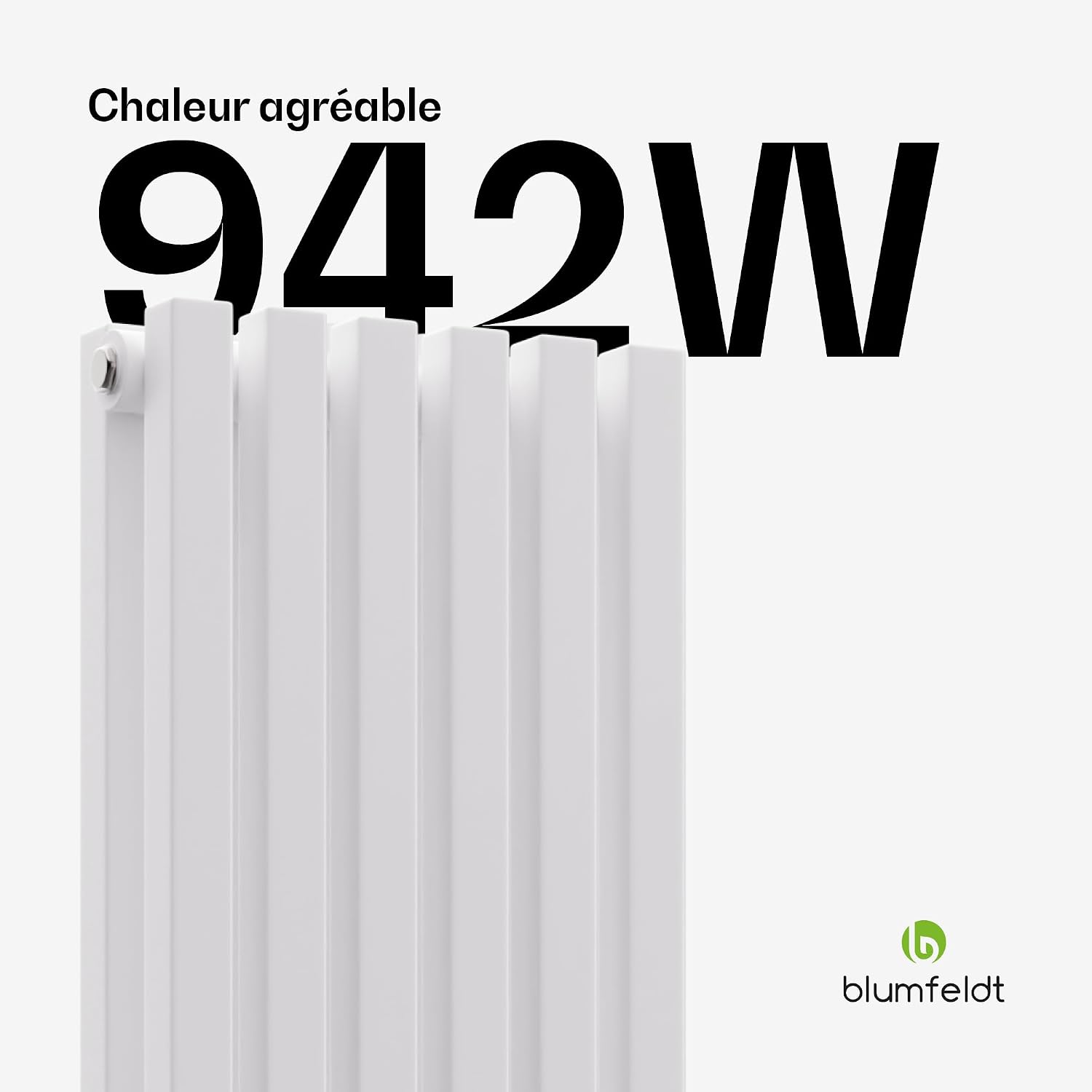 Detalle de Blumfeldt Delgado wandradiator 942 W, wit staal met verticale verwarmingsbuizen