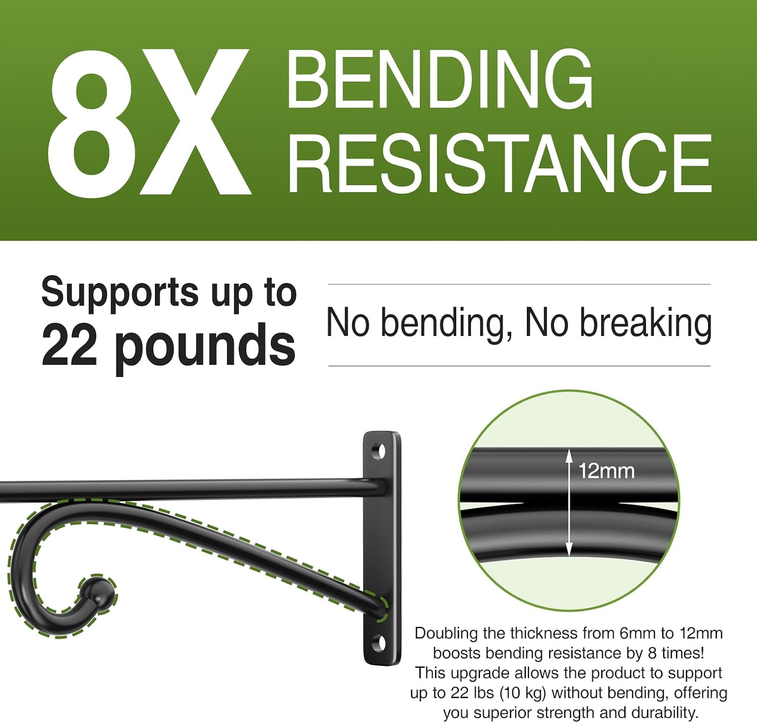 Detalle de 30cm Plant Hanger Hook (2 Pack) – Outdoor & Indoor Metal Brackets, Black