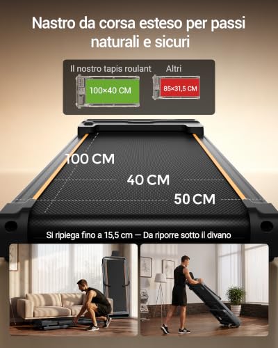 Thumbnail 5 de UMAY Tapis Roulant Salvaspazio con Inclinabile 40% Pieghevole 15 cm