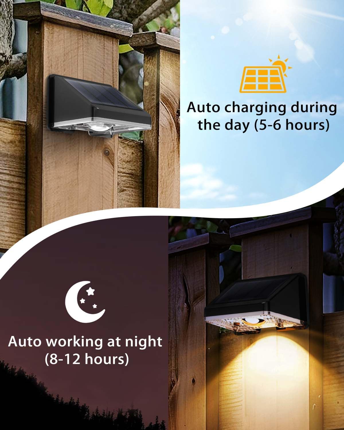 Thumbnail 5 de Delaiglow Solar Fence Lights 16 Pack (Solar Wall Lights, Warm White, Waterproof IP67)