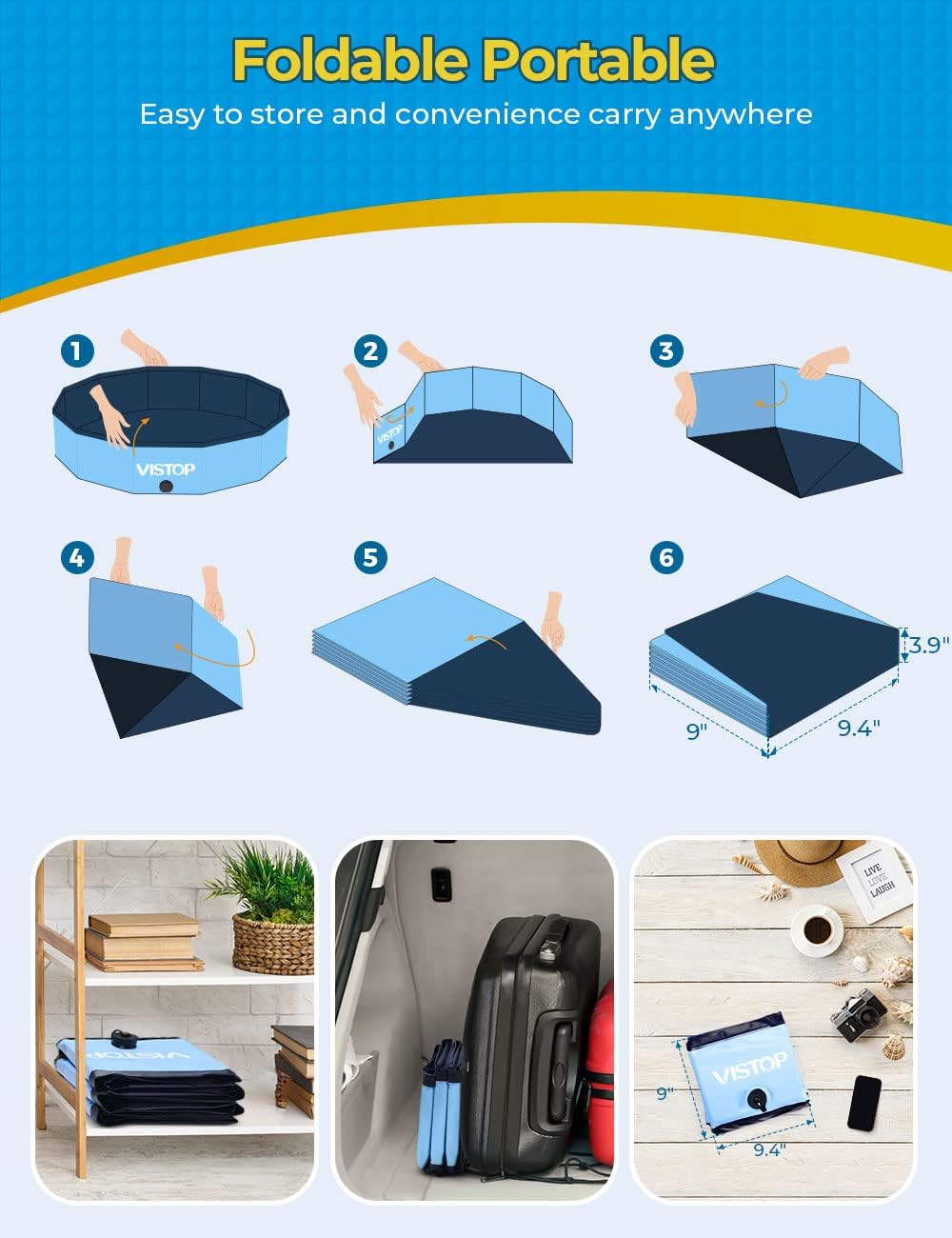 Thumbnail 5 de VISTOP Medium Foldable Dog Pool (37 inch) with Hard Plastic Shell