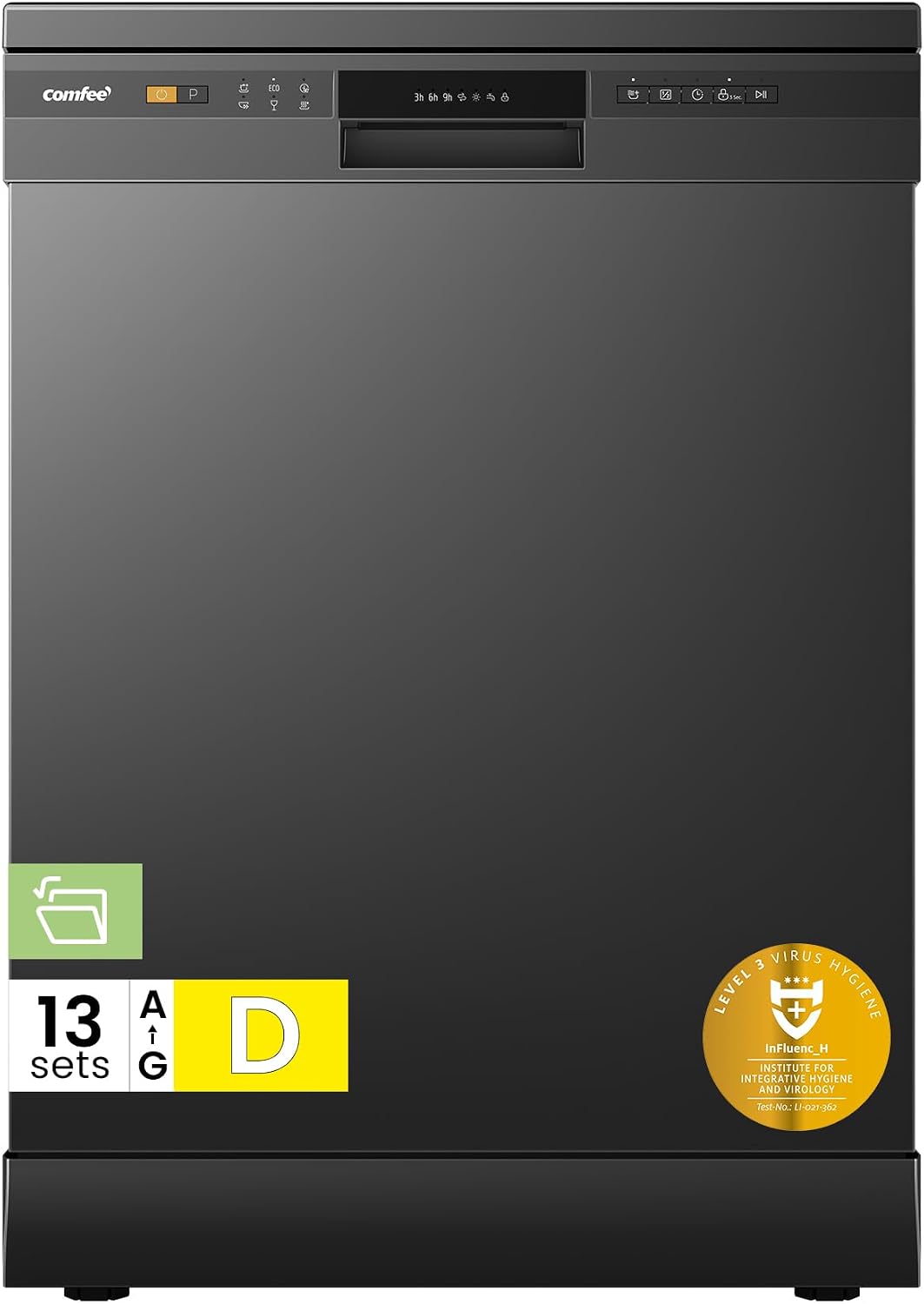 Detalle de COMFEE' Freestanding Dishwasher 60cm, 13 Place Settings, Black