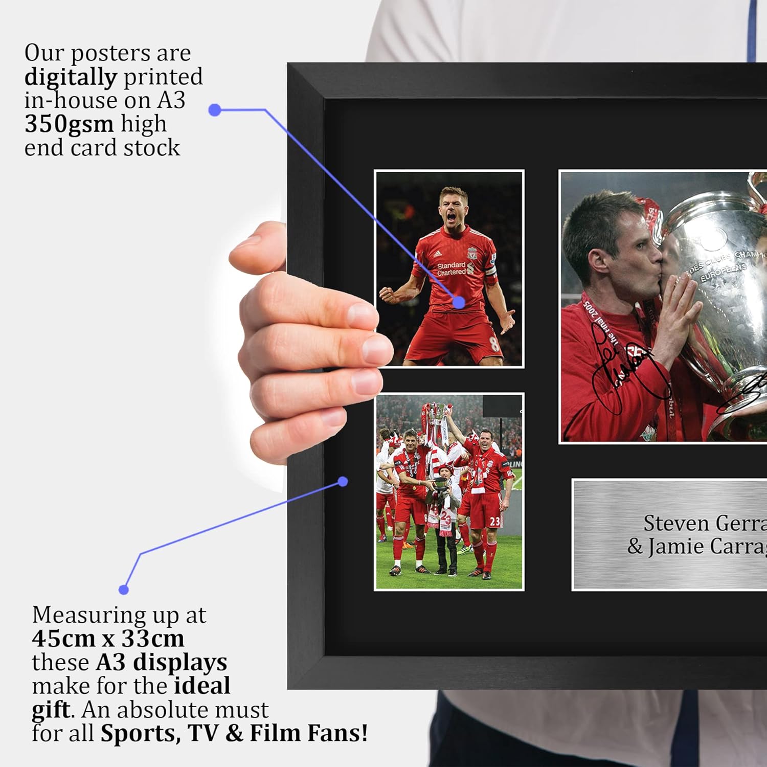 Thumbnail 2 de HWC Trading FR A3 framed Steven Gerrard & Jamie Carragher signed autograph photo (Liverpool gifts) – ready to hang