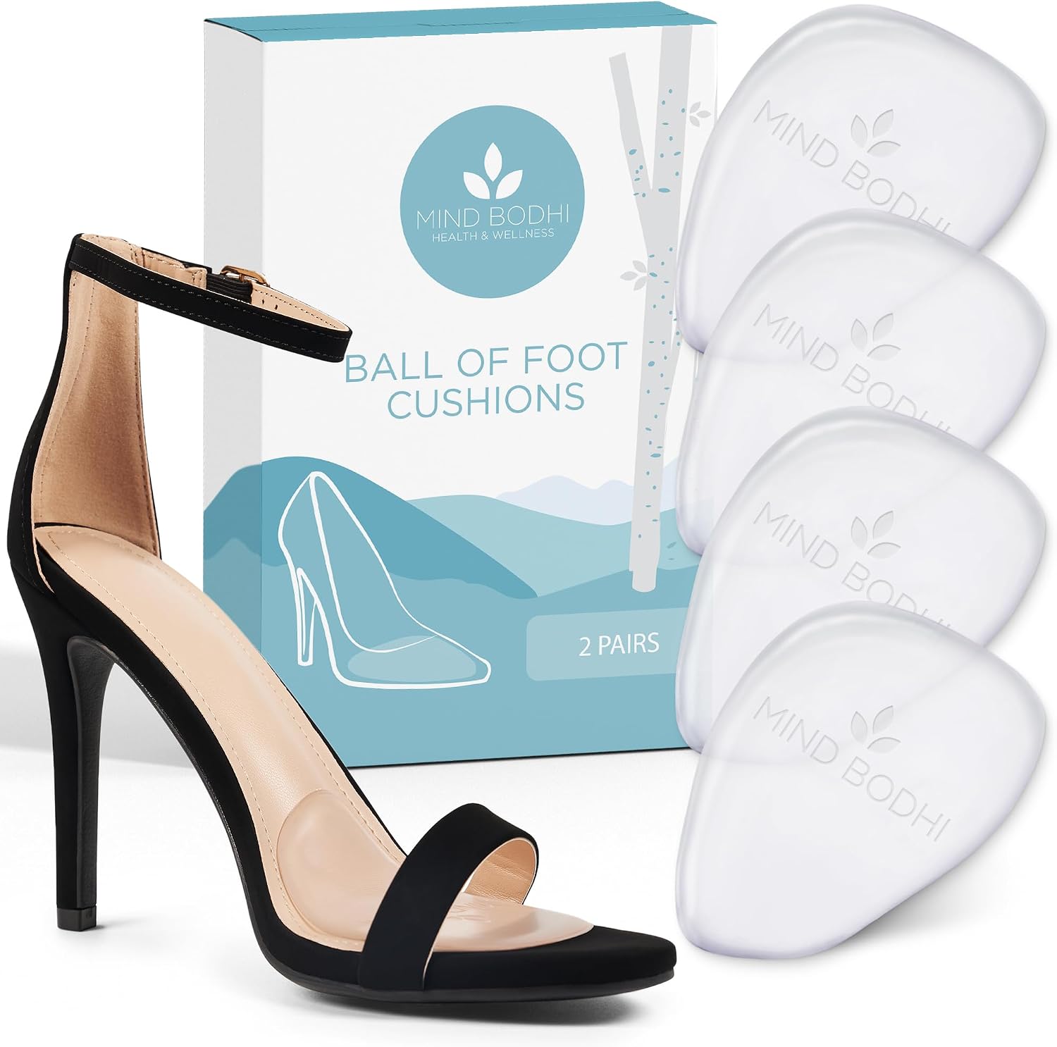 Detalle de Mind Bodhi Ball of Foot Cushions for Women, Clear Gel, 2 Pairs