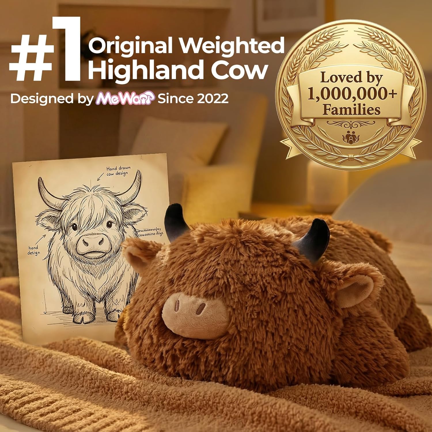 Thumbnail 2 de Mewaii Peluche lestée Vache Highland Kawaii 58 cm (4,0 LB) – apaisante et relaxante