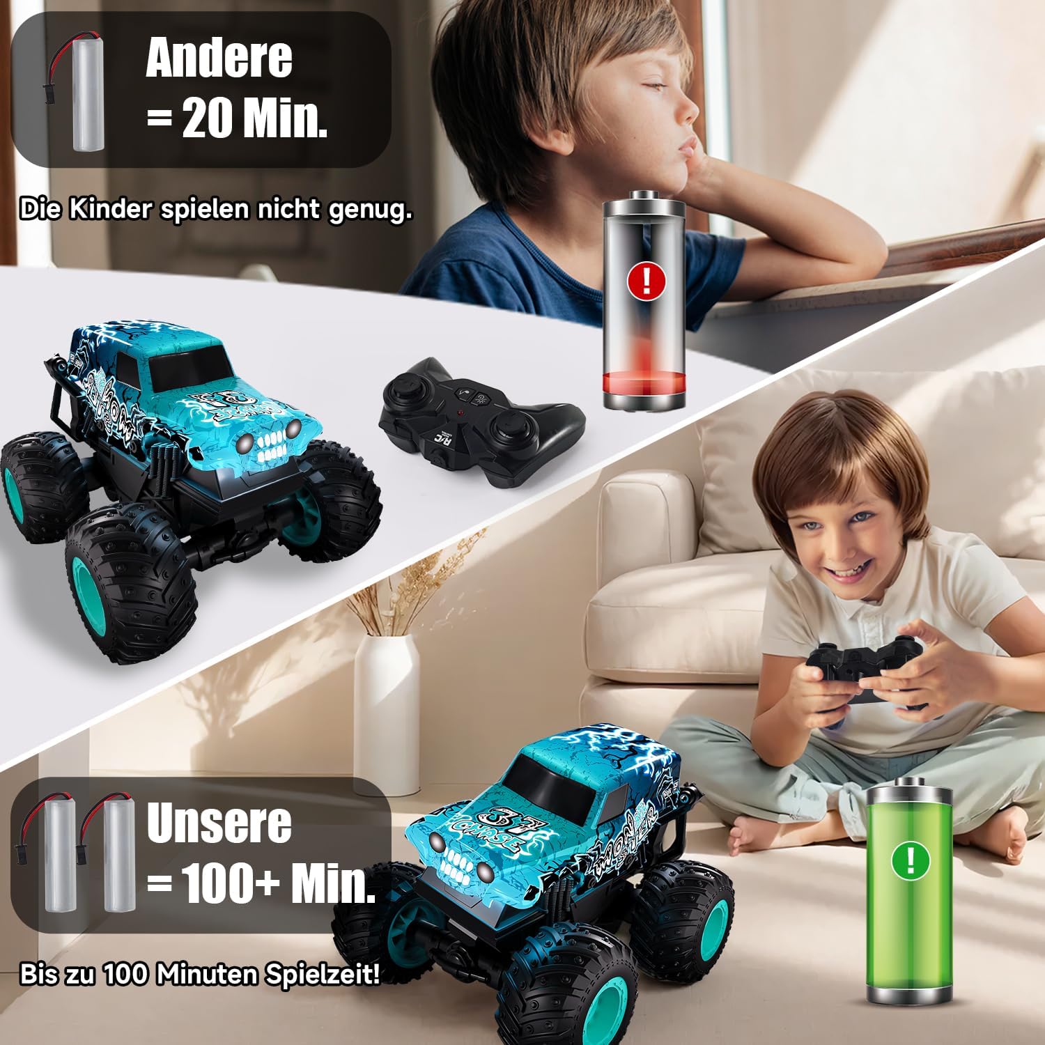 Thumbnail 4 de PENGBU RC ferngesteuerter Monstertruck (2,4 GHz) mit 360°-Drehung, Aufrecht-Gehen, LED & Musik