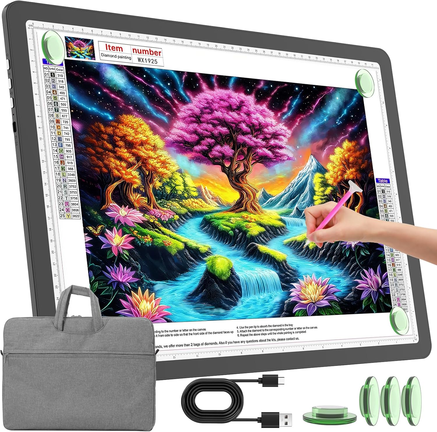 Detalle 2 de TOHETO Bloc lumineux A3 rechargeable avec sac de transport – tablette lumineuse polyvalente pour traçage et dessin